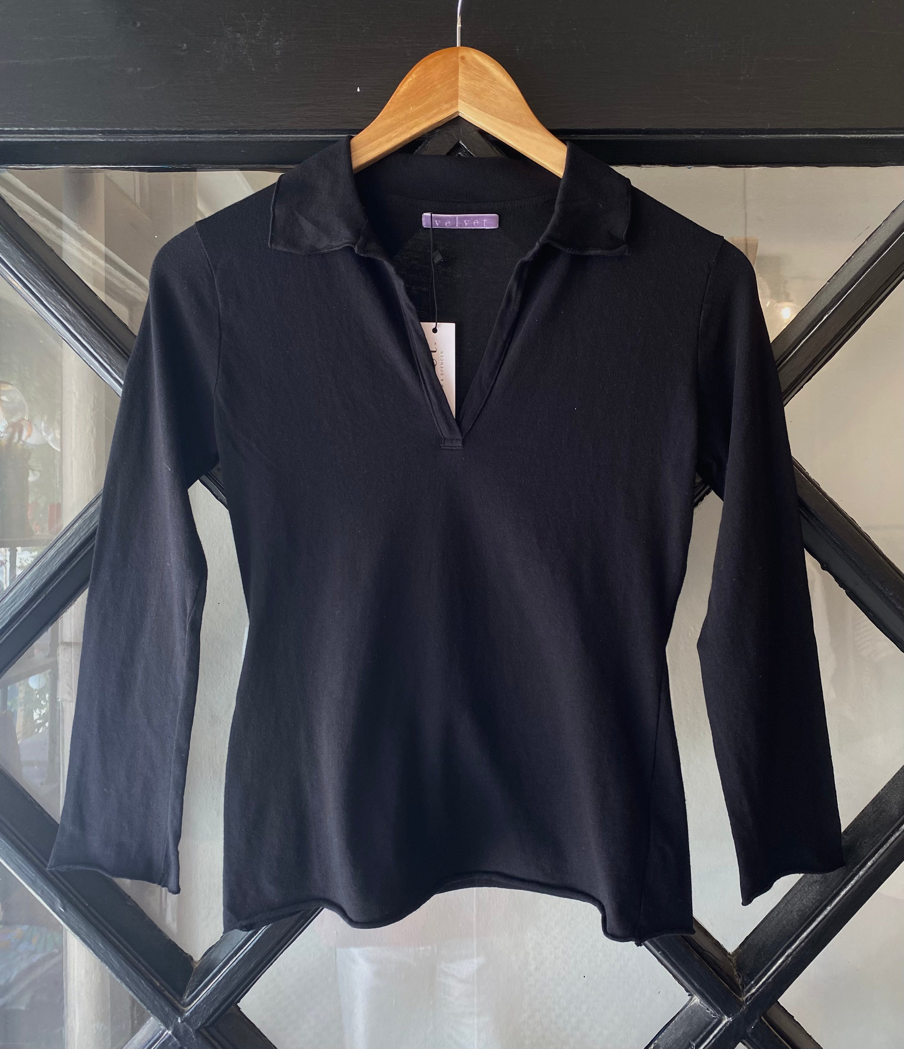 Velvet Reed Long Sleeve Polo Top