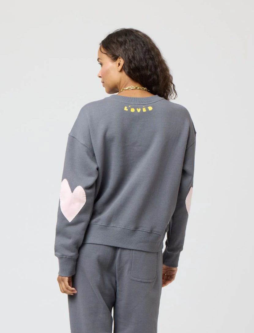 Kerri Rosenthal Boyfriend Sweatshirt Heart Patchwork R23-3256