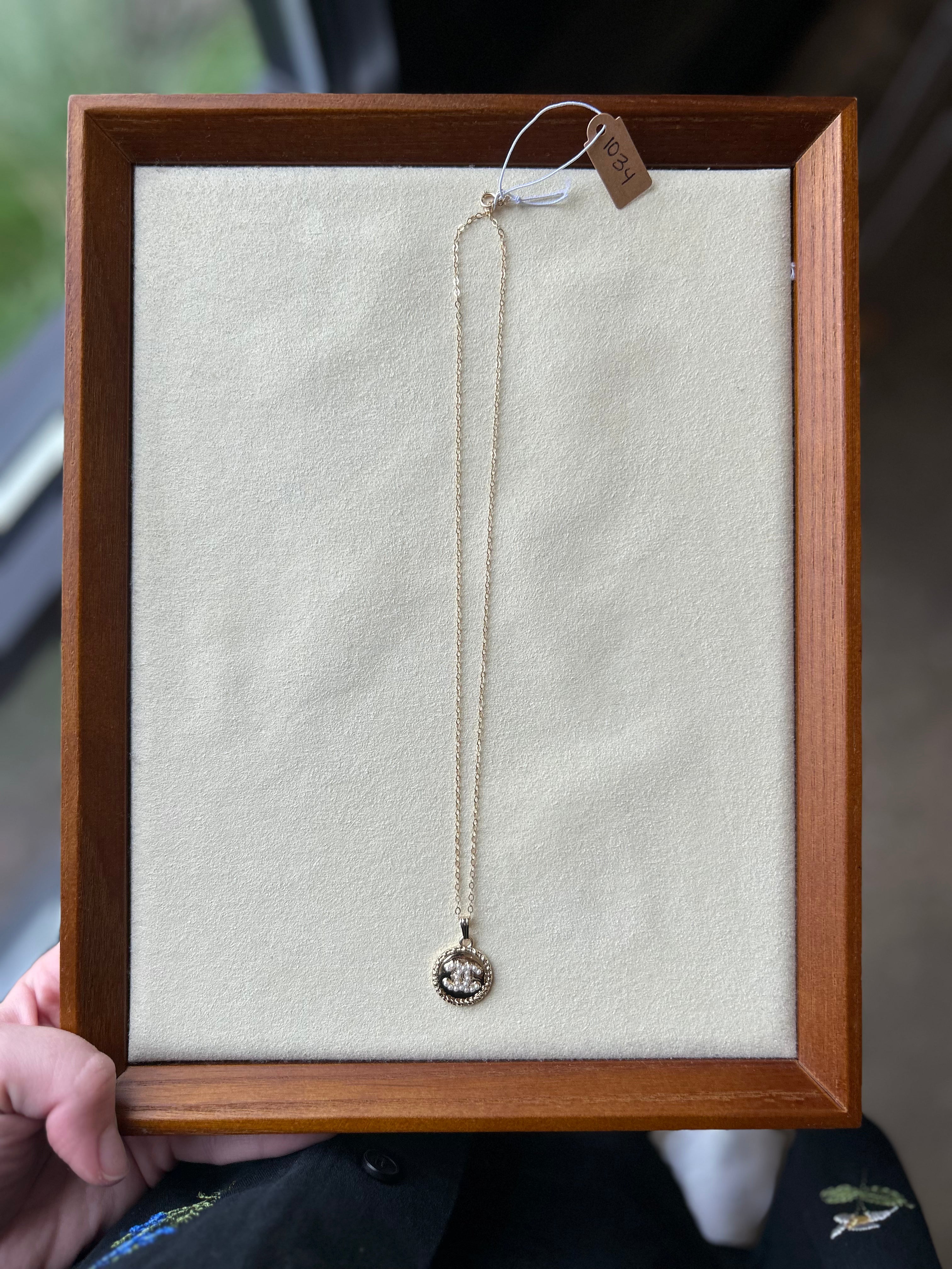 Luxury Upcycled Double "C" Gold and Pearl Flat Cable Necklace 1034