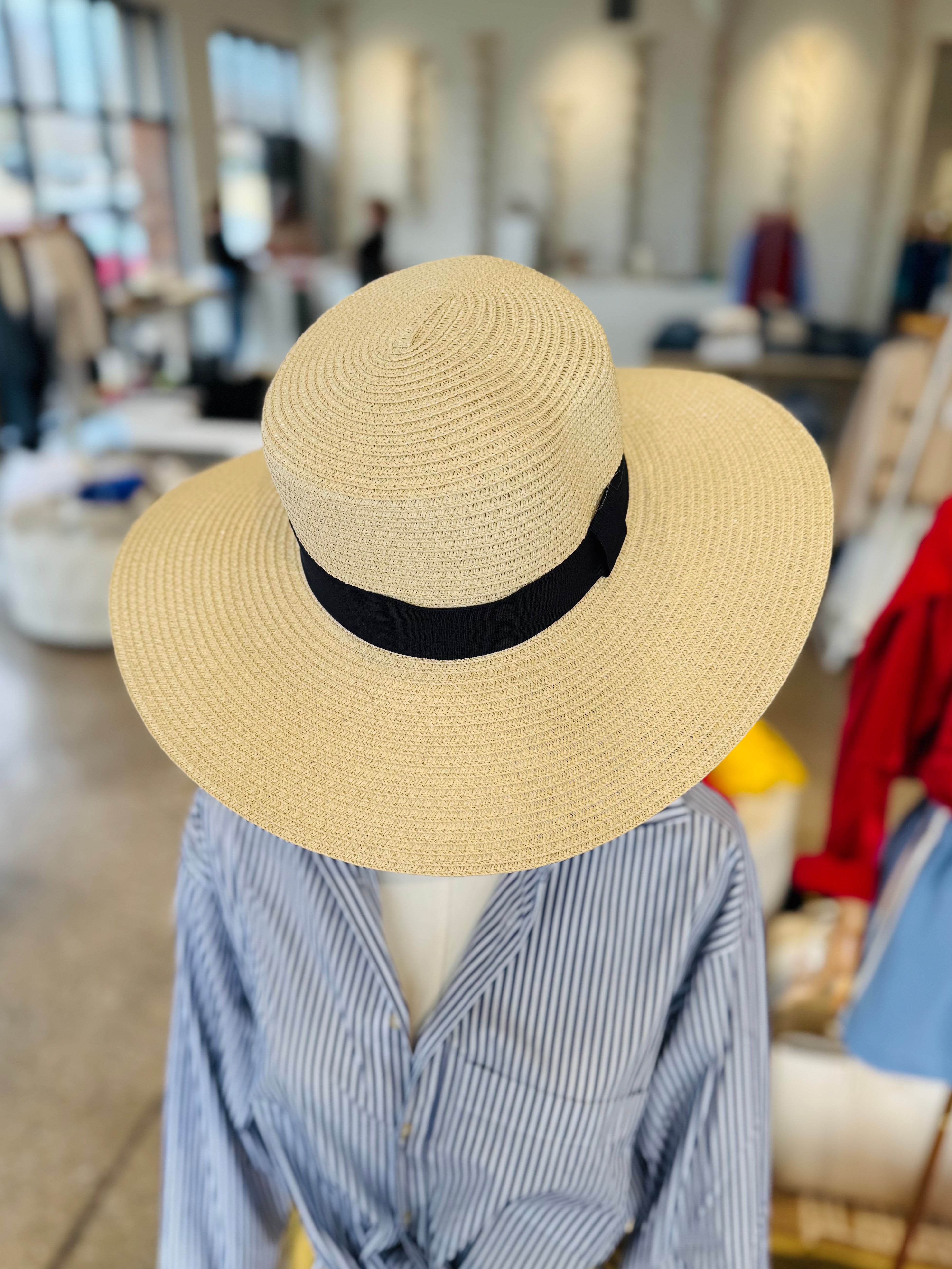 Thames Collection Packable Classic Boater Raffia Hat