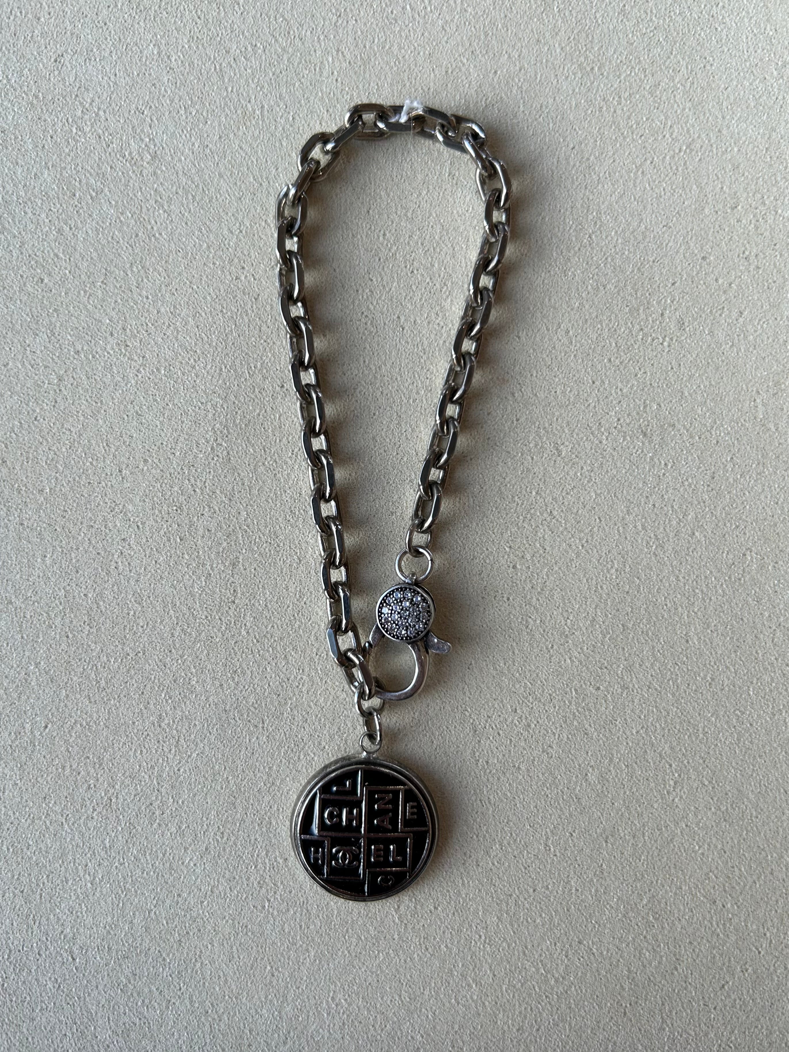 Julie Kreamer Silver & Black CC Vintage Abstract Charm Bracelet B#4