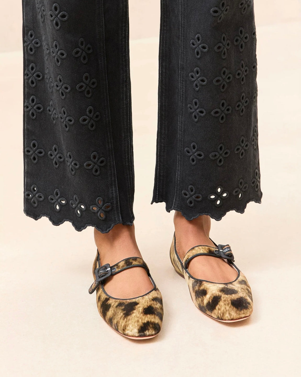 Loeffler Randall Ginger Leopard Velvet Mary Jane Flat