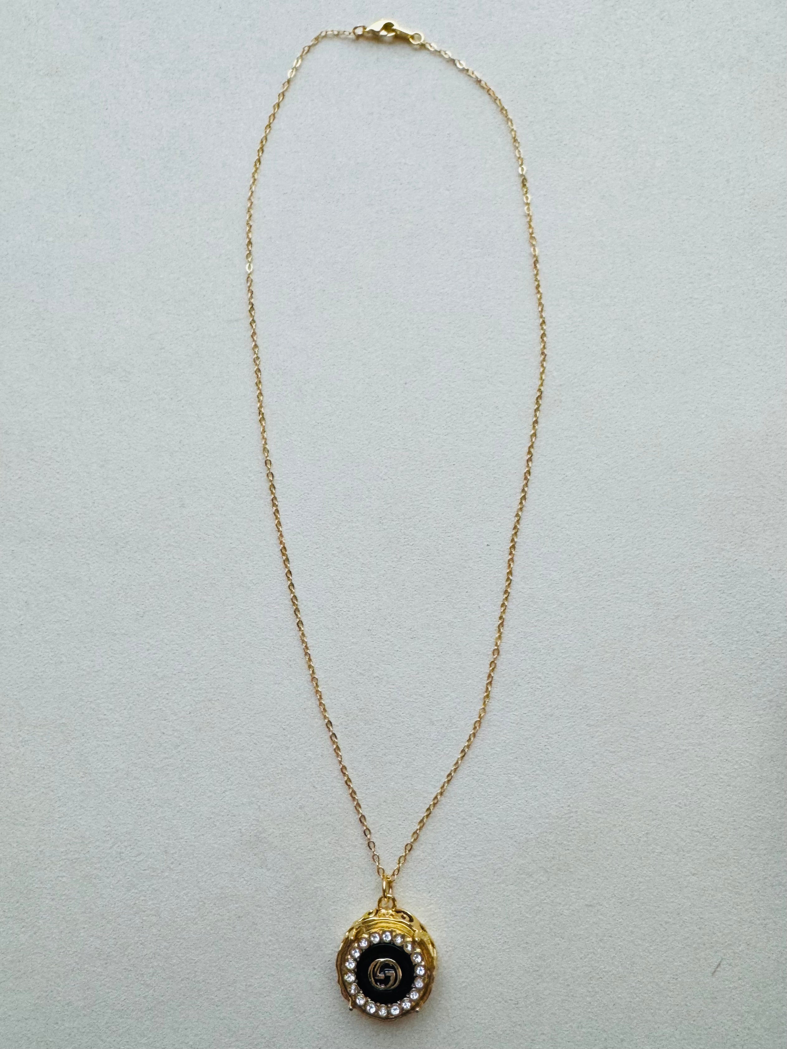 Julie Kreamer Gold Necklace /Gold,Black & Diamond GG Charm N#2