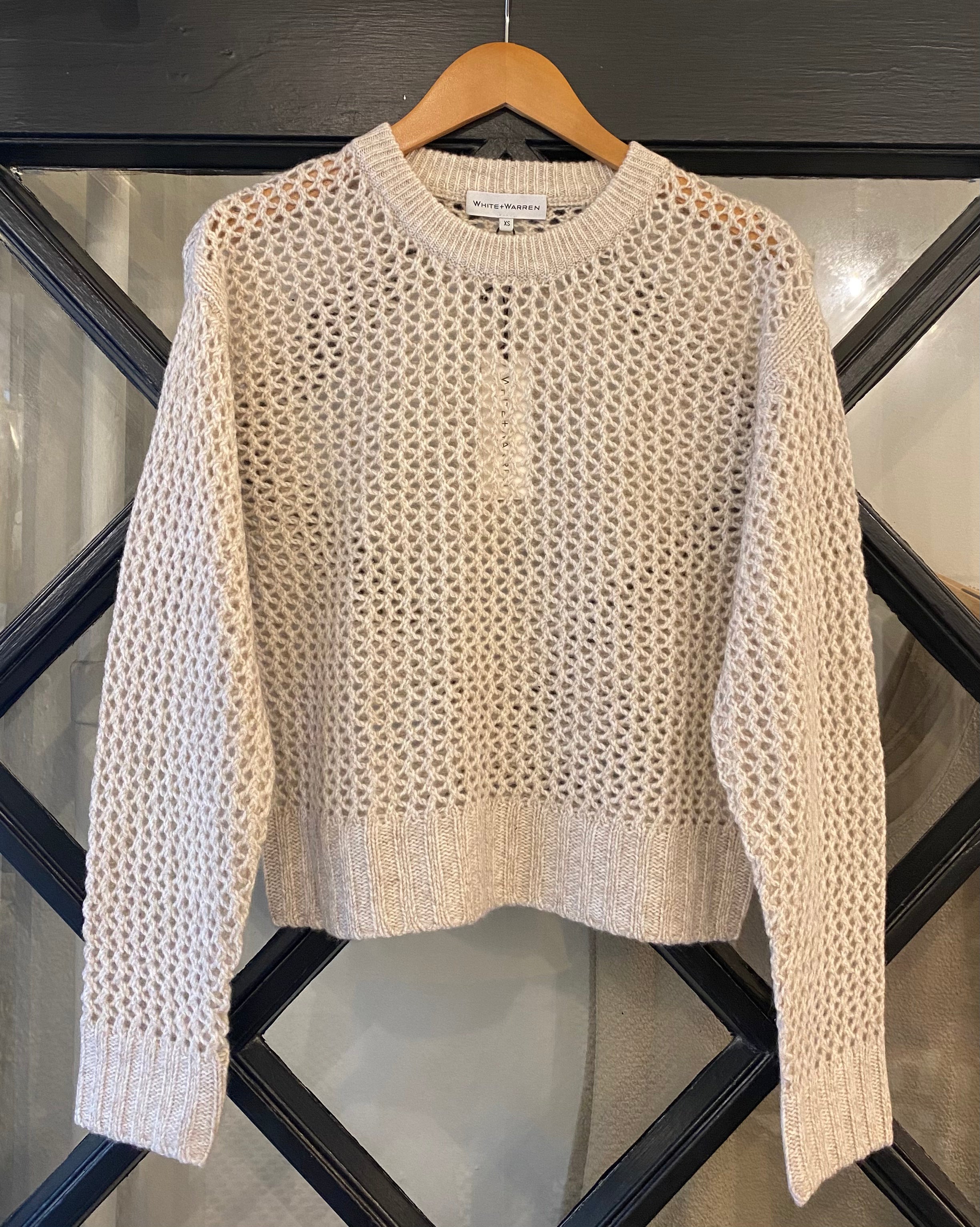 White + Warren Cashmere Marled Mesh Crewneck Sandwisp Combo 20829