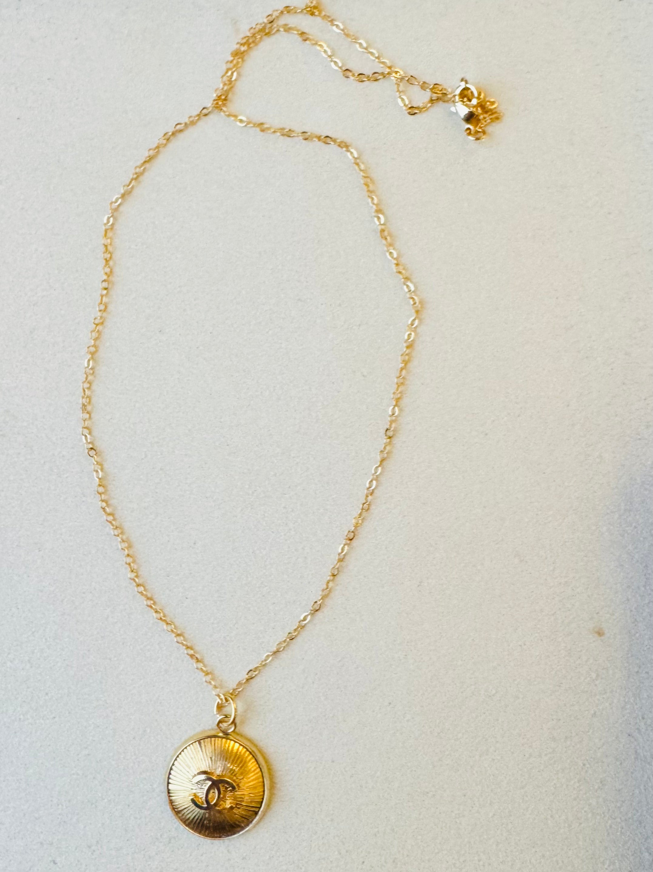 Julie Kreamer Dainty Flat/ Gold CC Sunburst Charm Necklace N#15