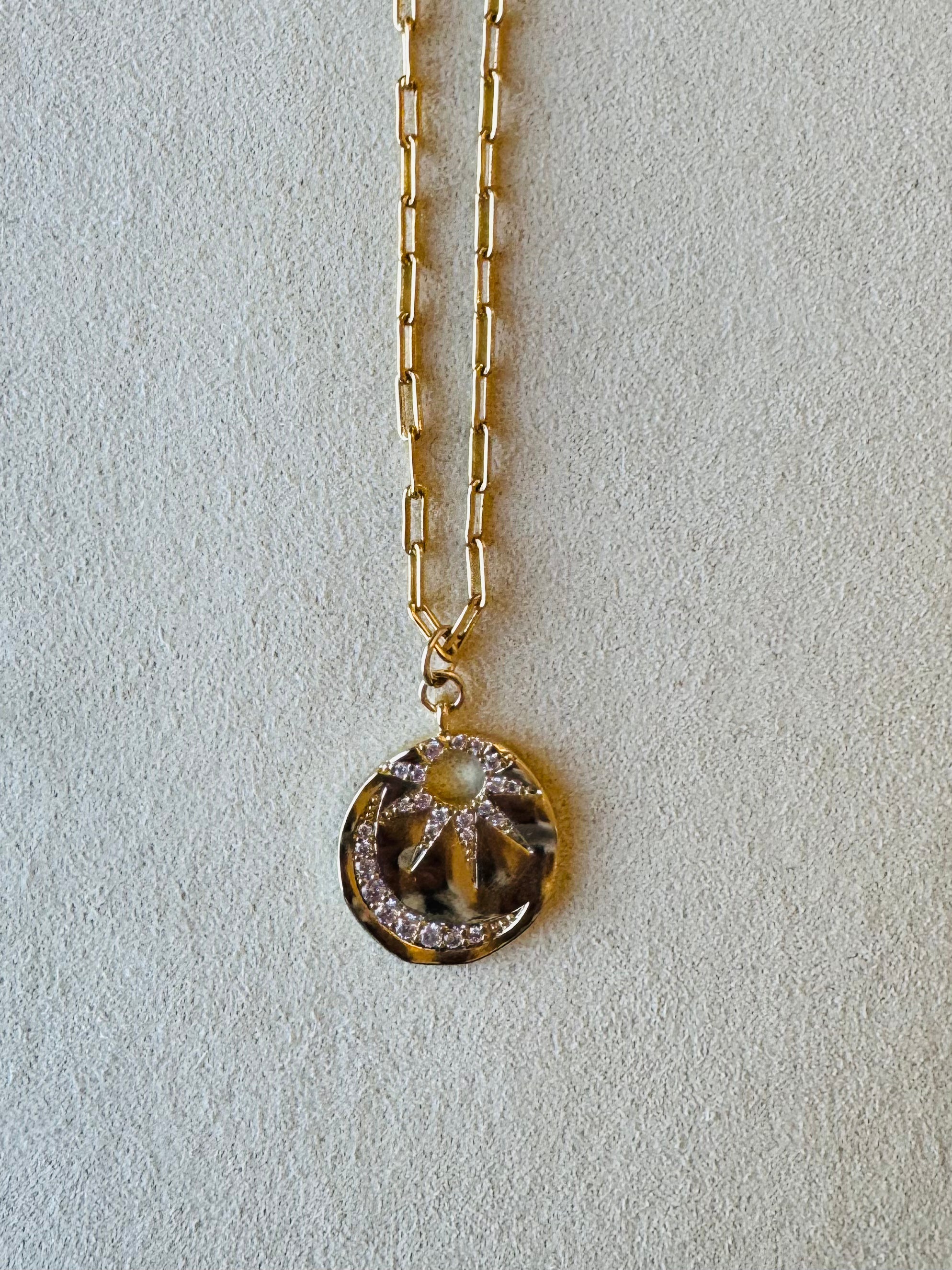 Mink & Bobby Sun and Moon Gold Pendant Necklace