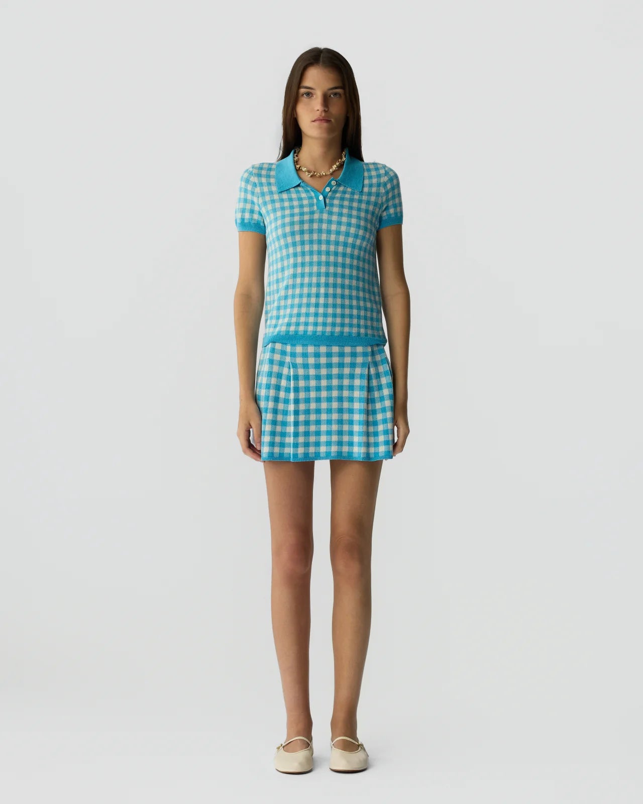 Guest in Residence Gingham Shrunken Polo