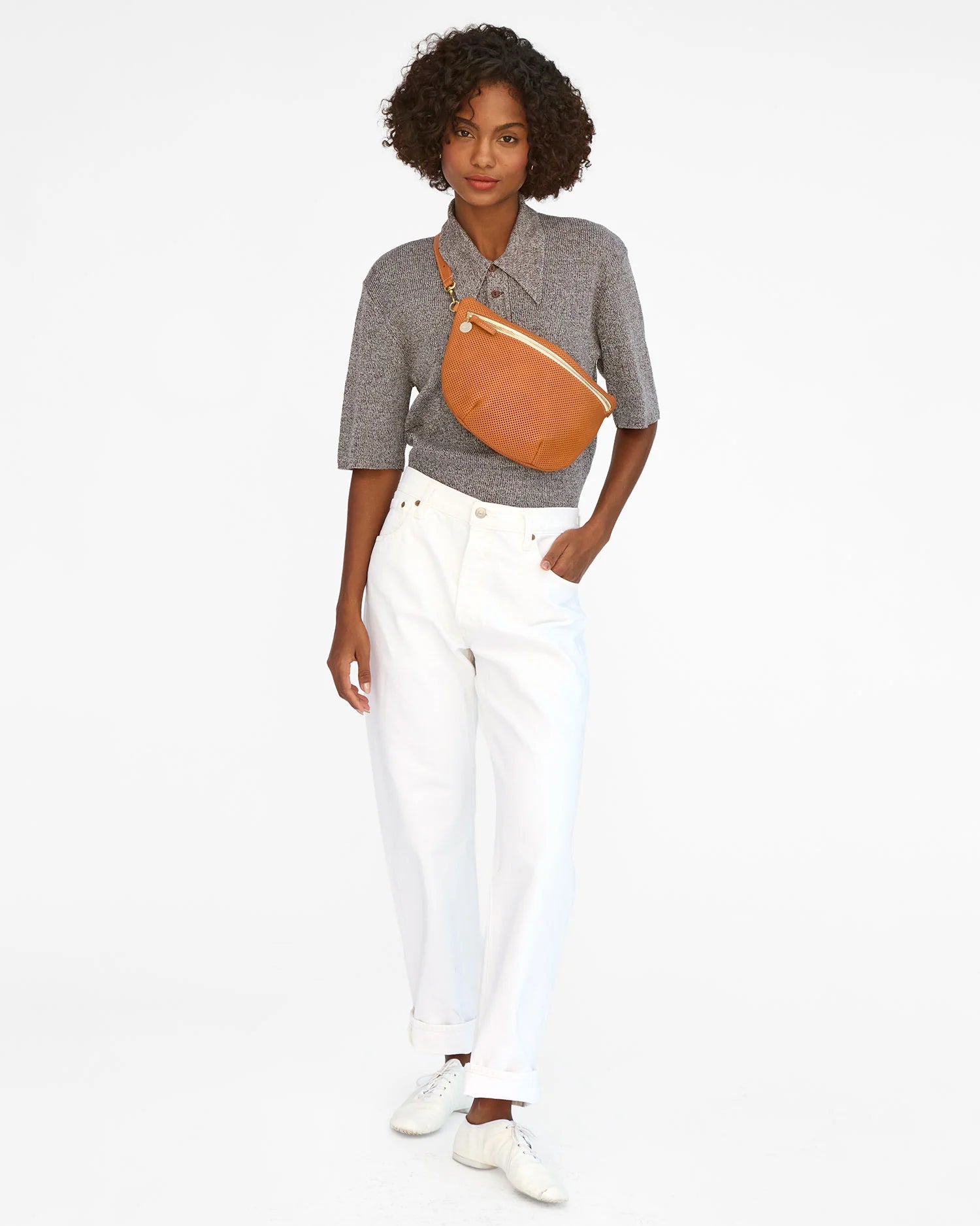 Clare V Grande Fanny Perf Cuoio HB-FP-GF-100115