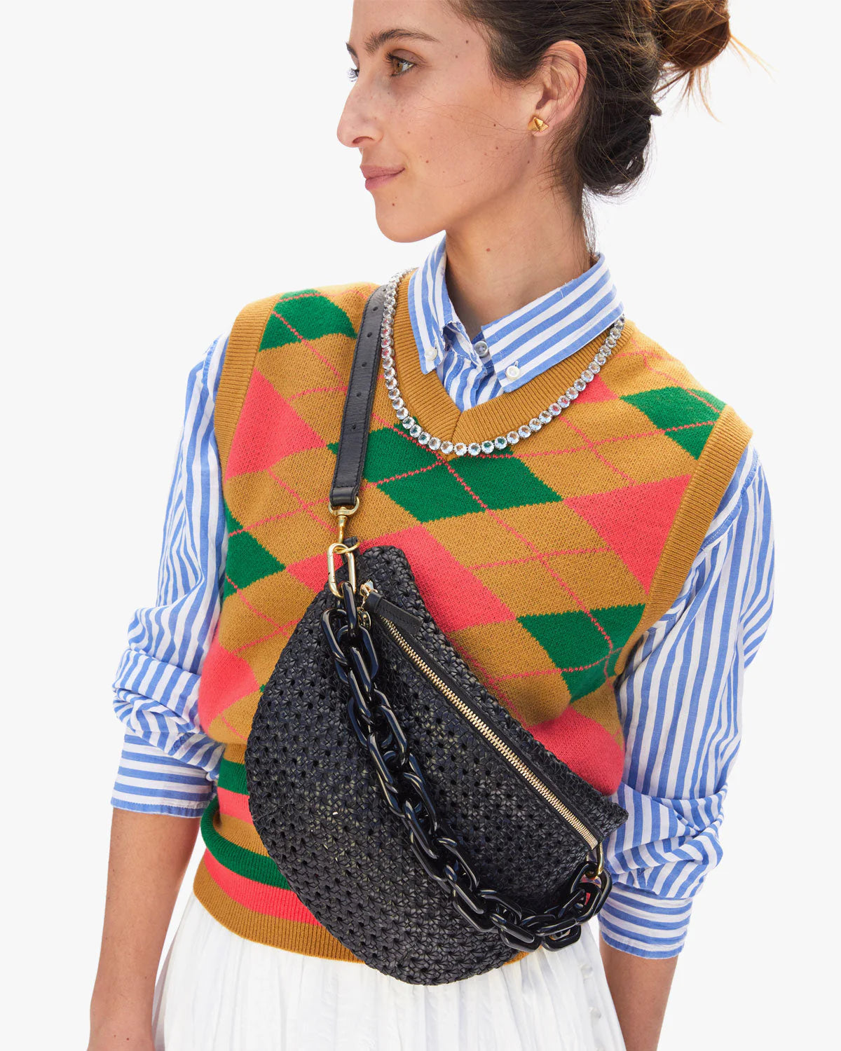 Clare V. Grande Fanny Rattan Black HB-FP-GF-100021