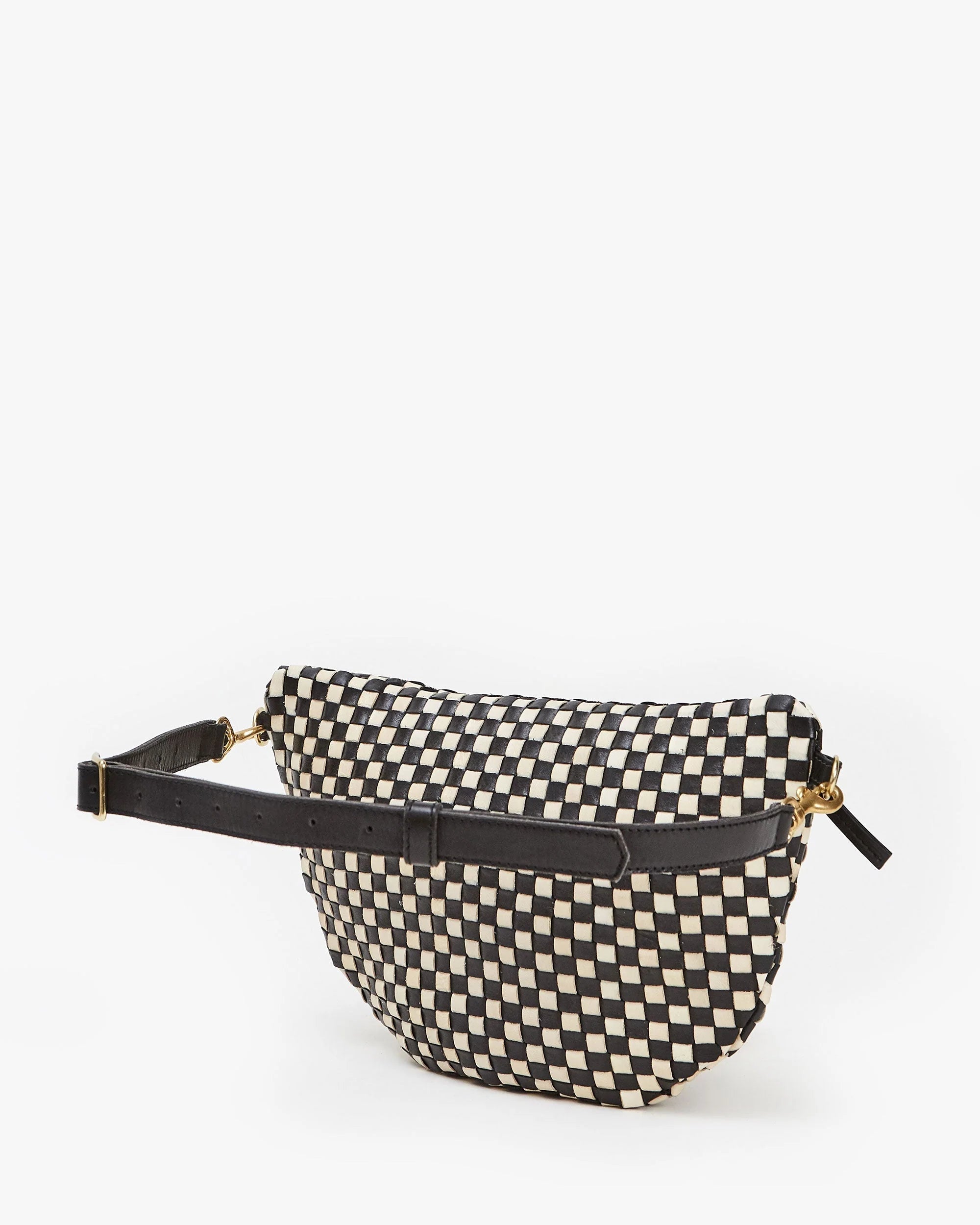 Clare V. Grande Fanny Woven Checker Black/Cream HB-FP-GF-100045