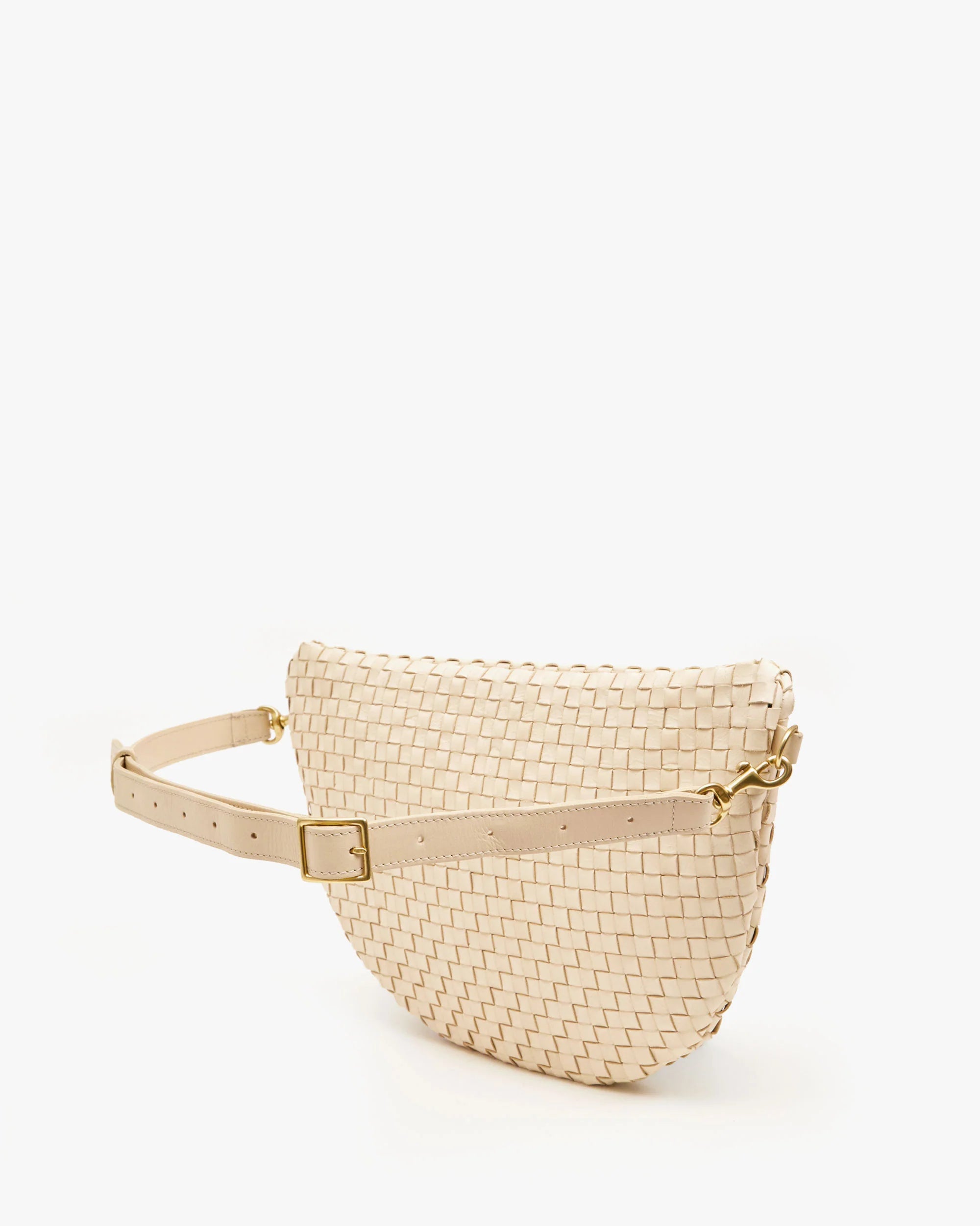 Clare V Grande Fanny - Cream Woven Checker HB-FP-GF-100094