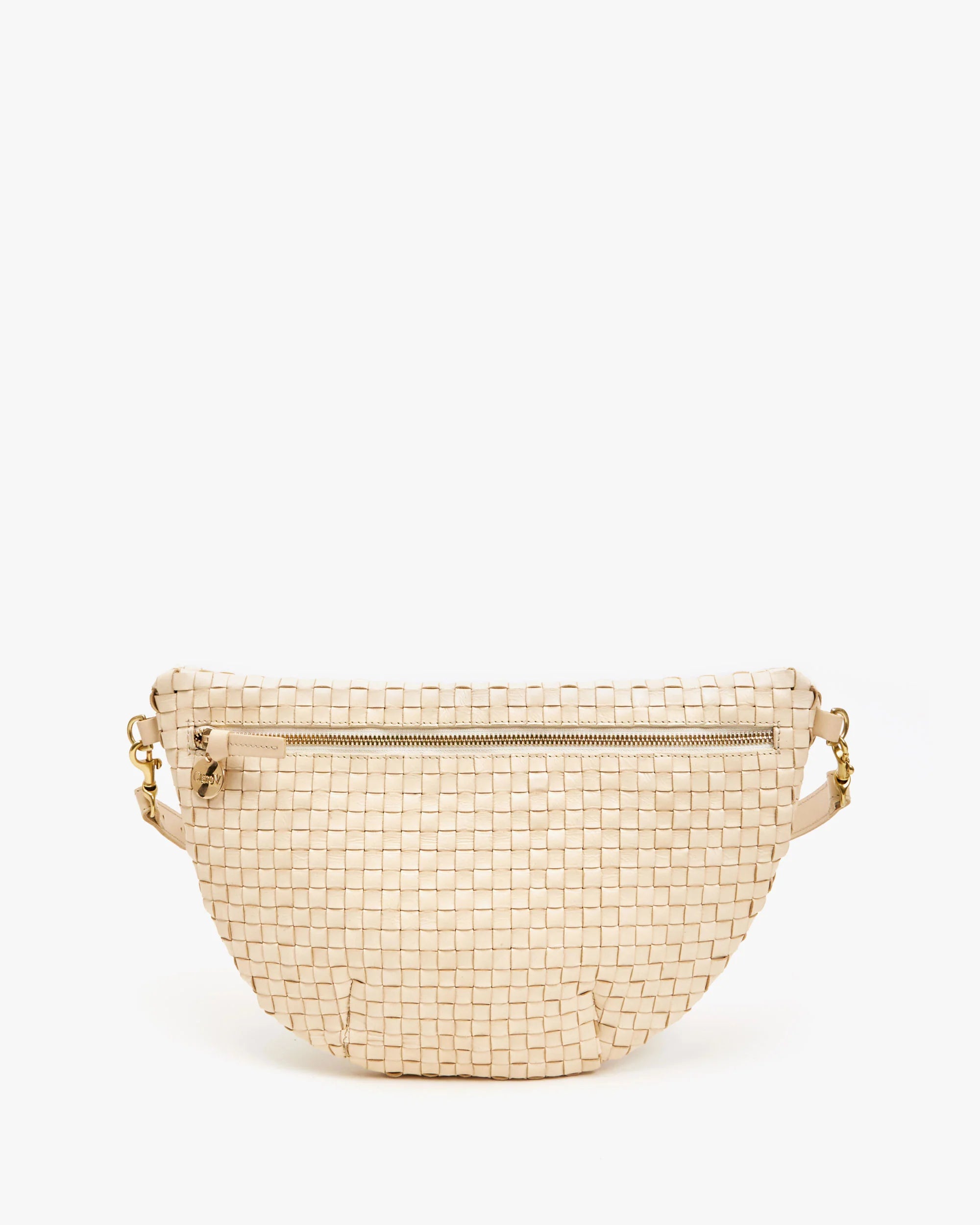 Clare V Grande Fanny - Cream Woven Checker HB-FP-GF-100094