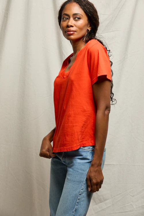 Perfect White Tee Hendrix Cotton Boxy V Neck Tee