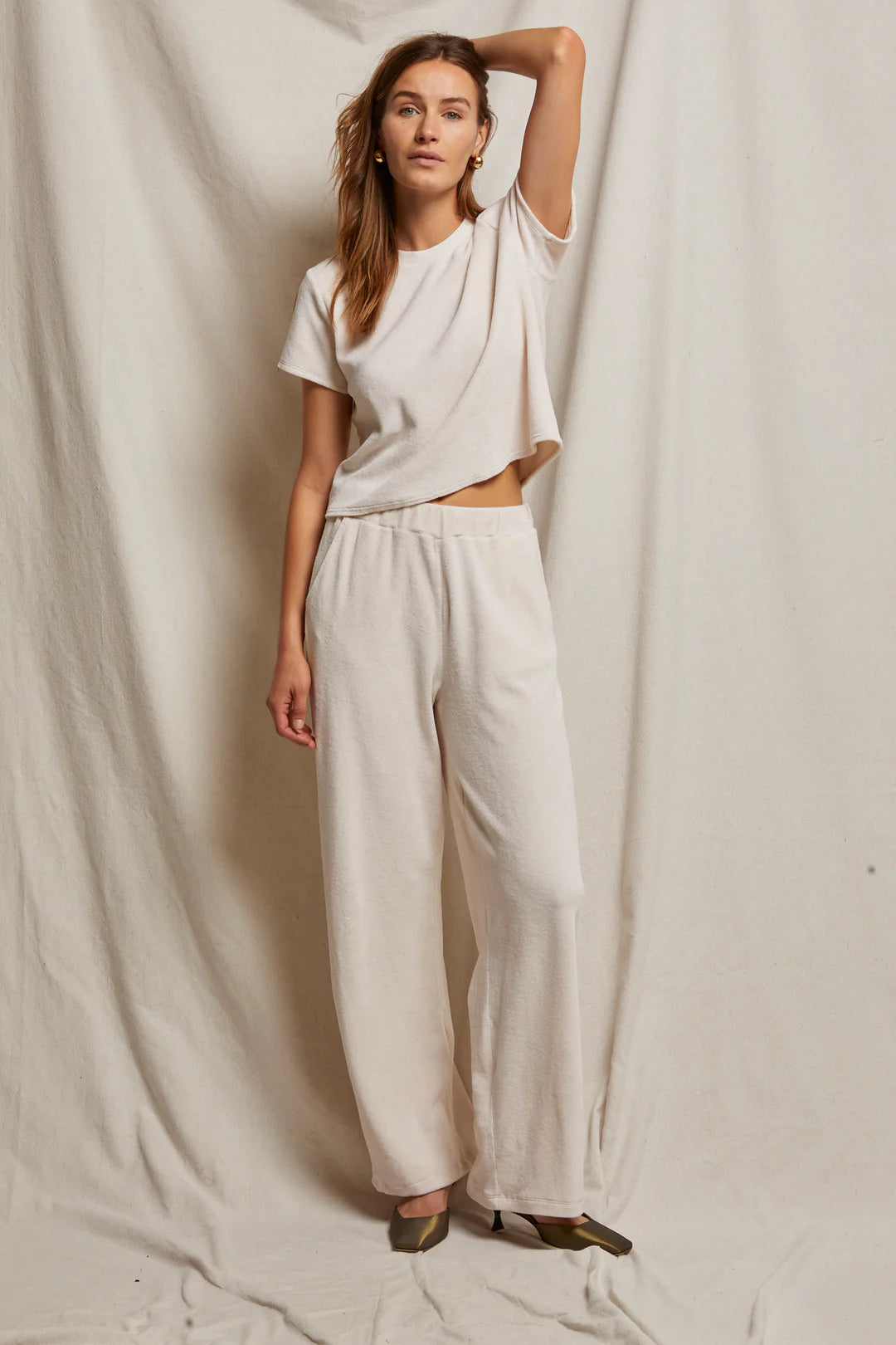 Perfect White Tee Holly Velour Wide Leg Sweatpant