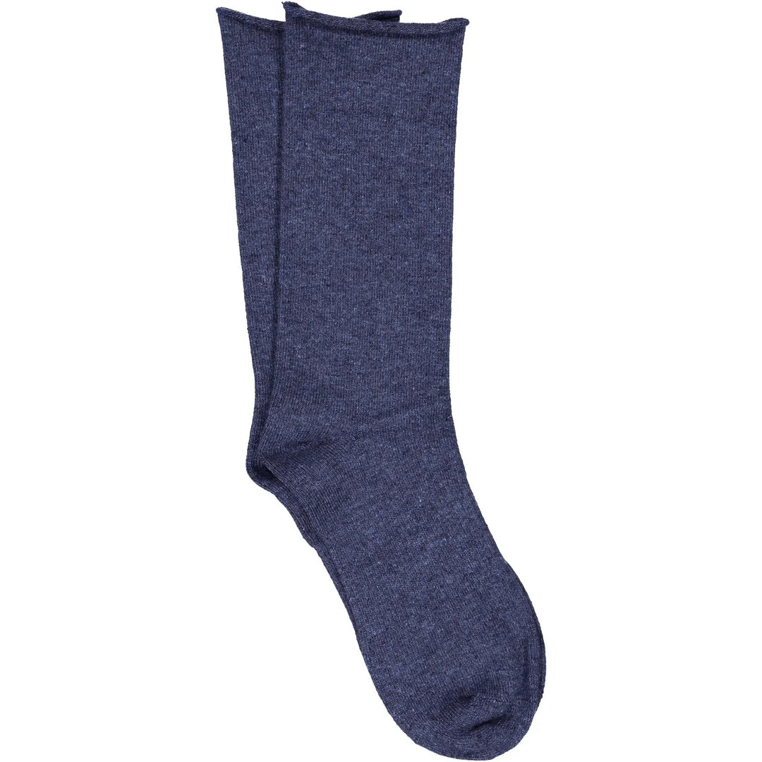 ILUX Cashelle Cashmere Silk Roll Top Crew Sock