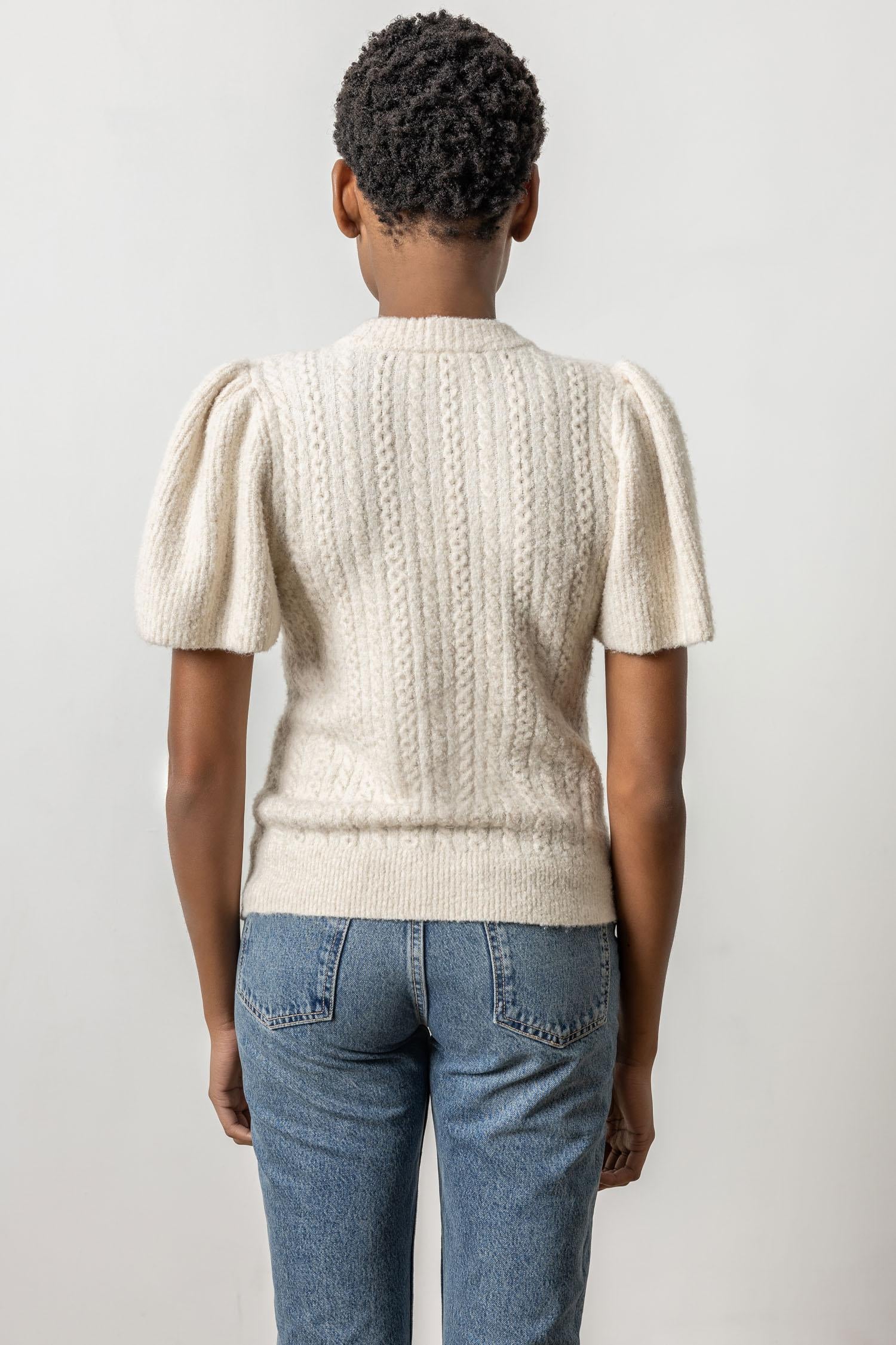 Lilla P Crew Neck Flutter Sleeve Sweater PA2743