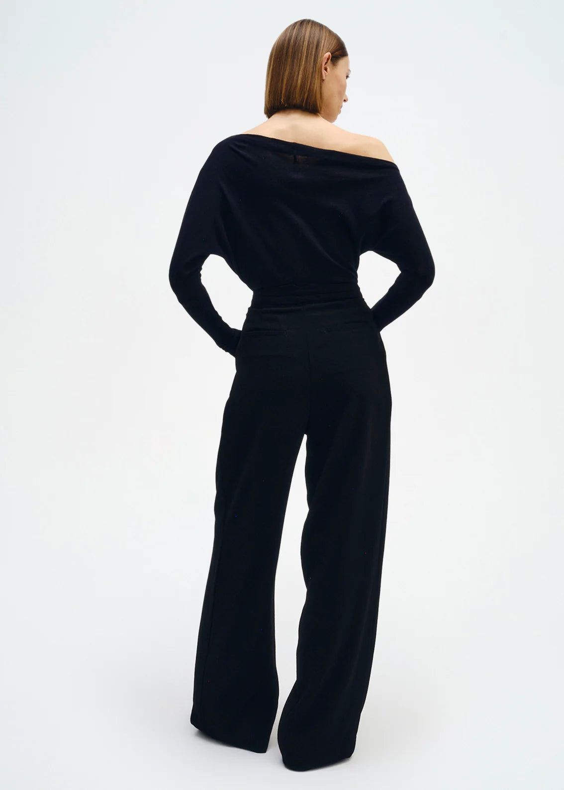 Enza Costa Cashmere Cuffed Off Shoulder Black 3547