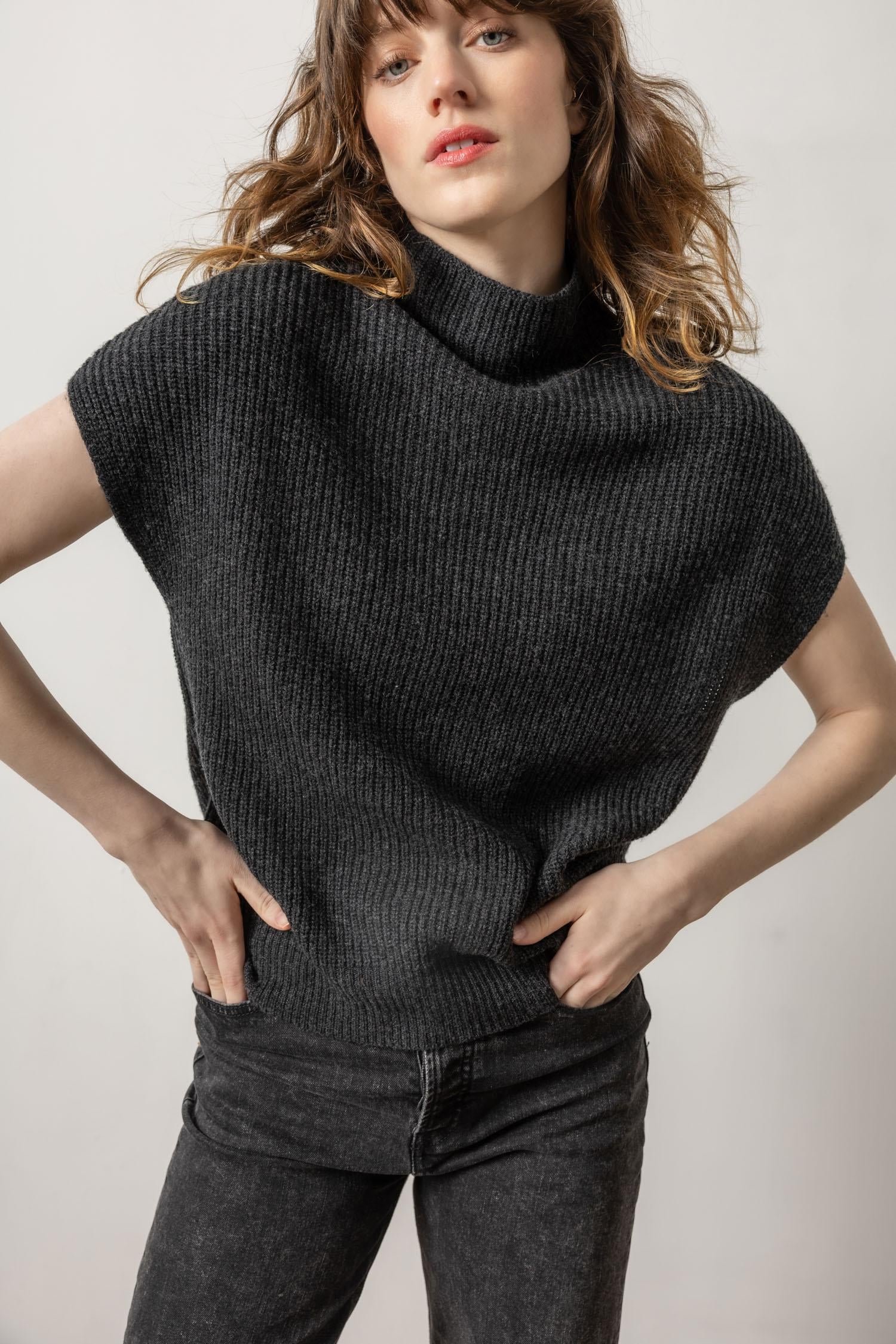 Lilla P Ribbed Funnel Neck Sweater PA2739