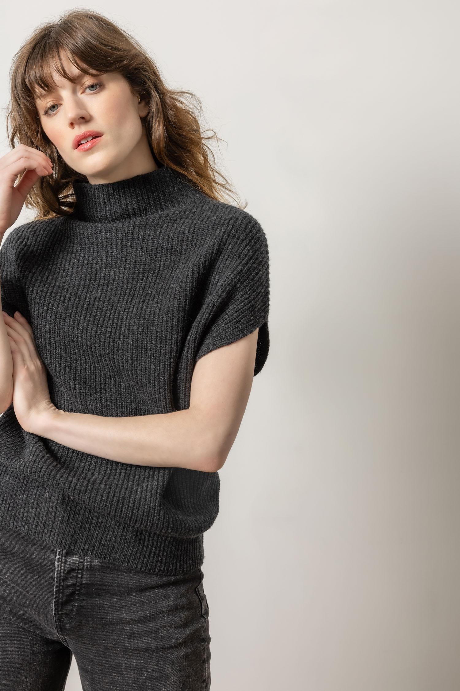 Lilla P Ribbed Funnel Neck Sweater PA2739