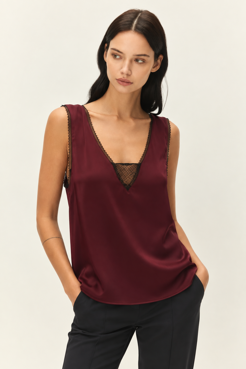 Elodie Delphine Lace Back Ribbed Top