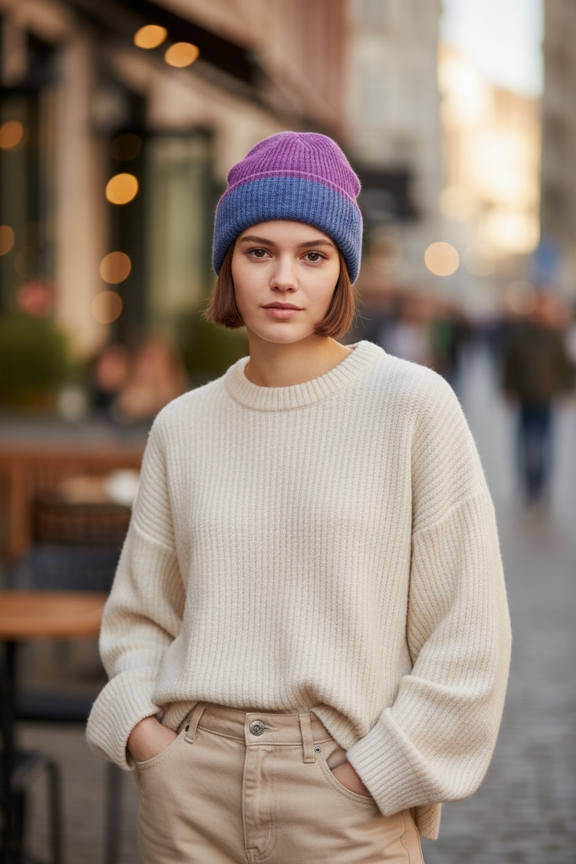 White + Warren Cashmere Colorblock Beanie 16137A