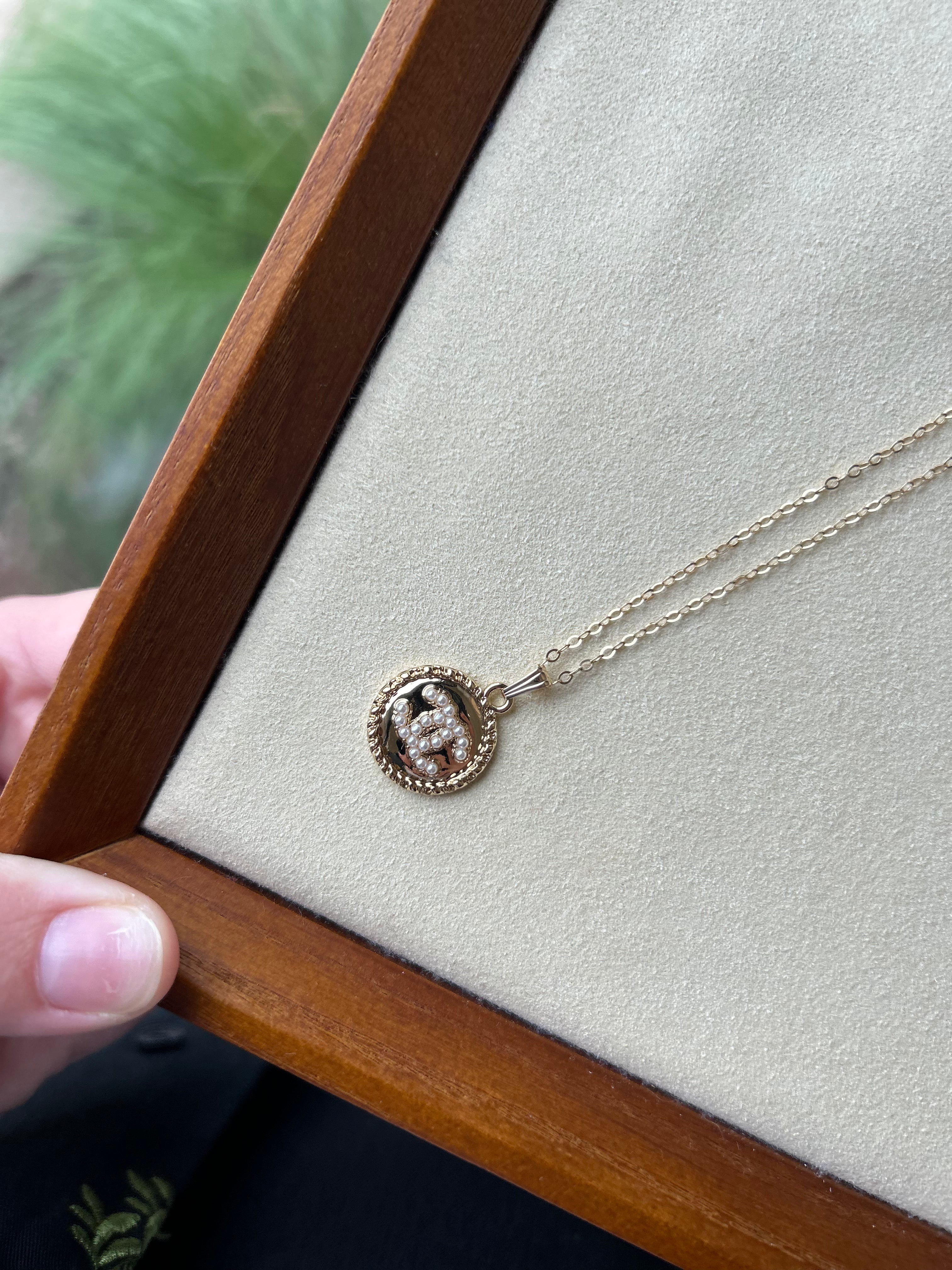 Luxury Upcycled Double "C" Gold and Pearl Flat Cable Necklace 1034