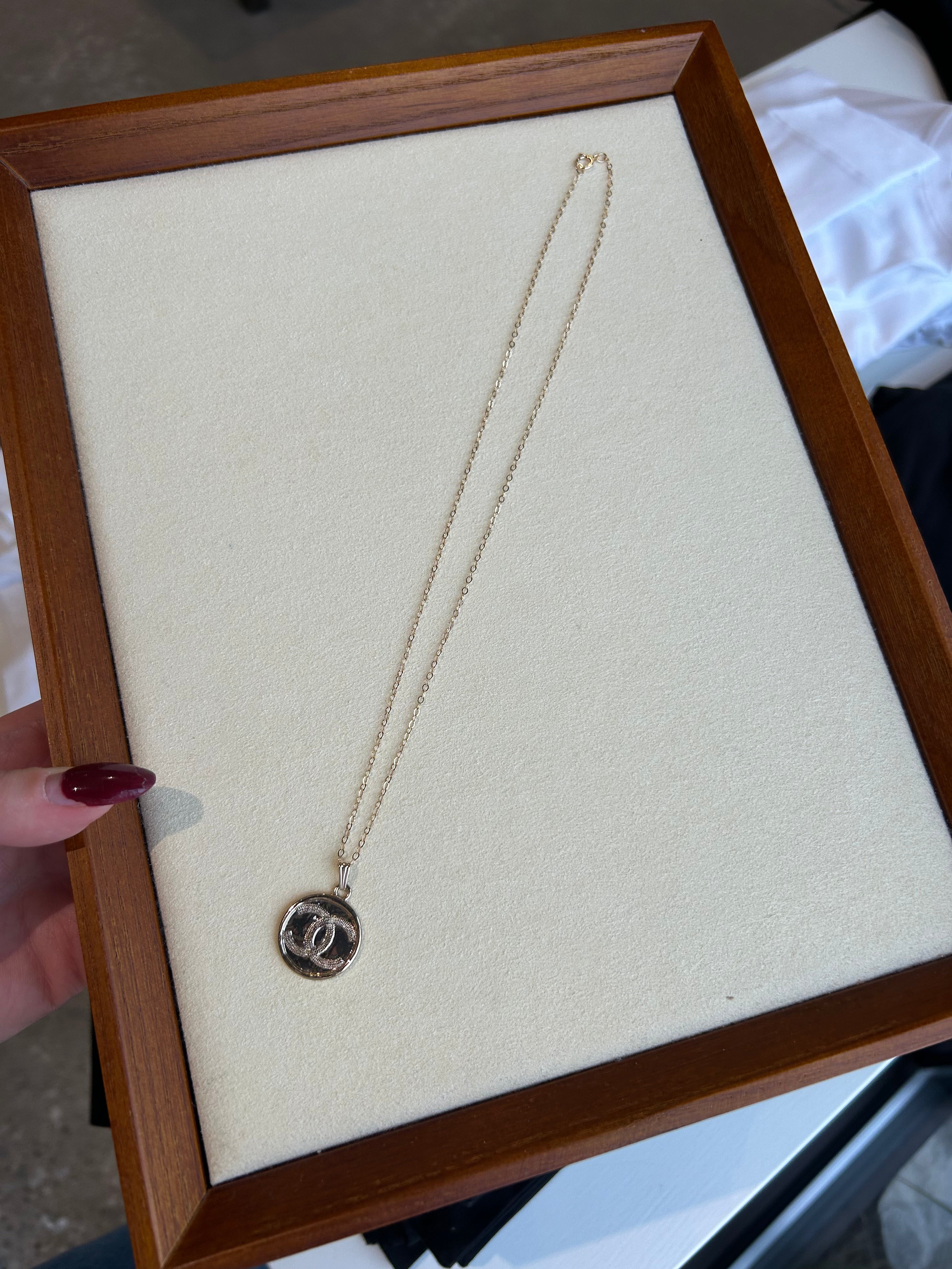 Luxury Upcycled Doucle "C"  Textured 14k Gold Filled Flat Lay Cable Necklace 1102