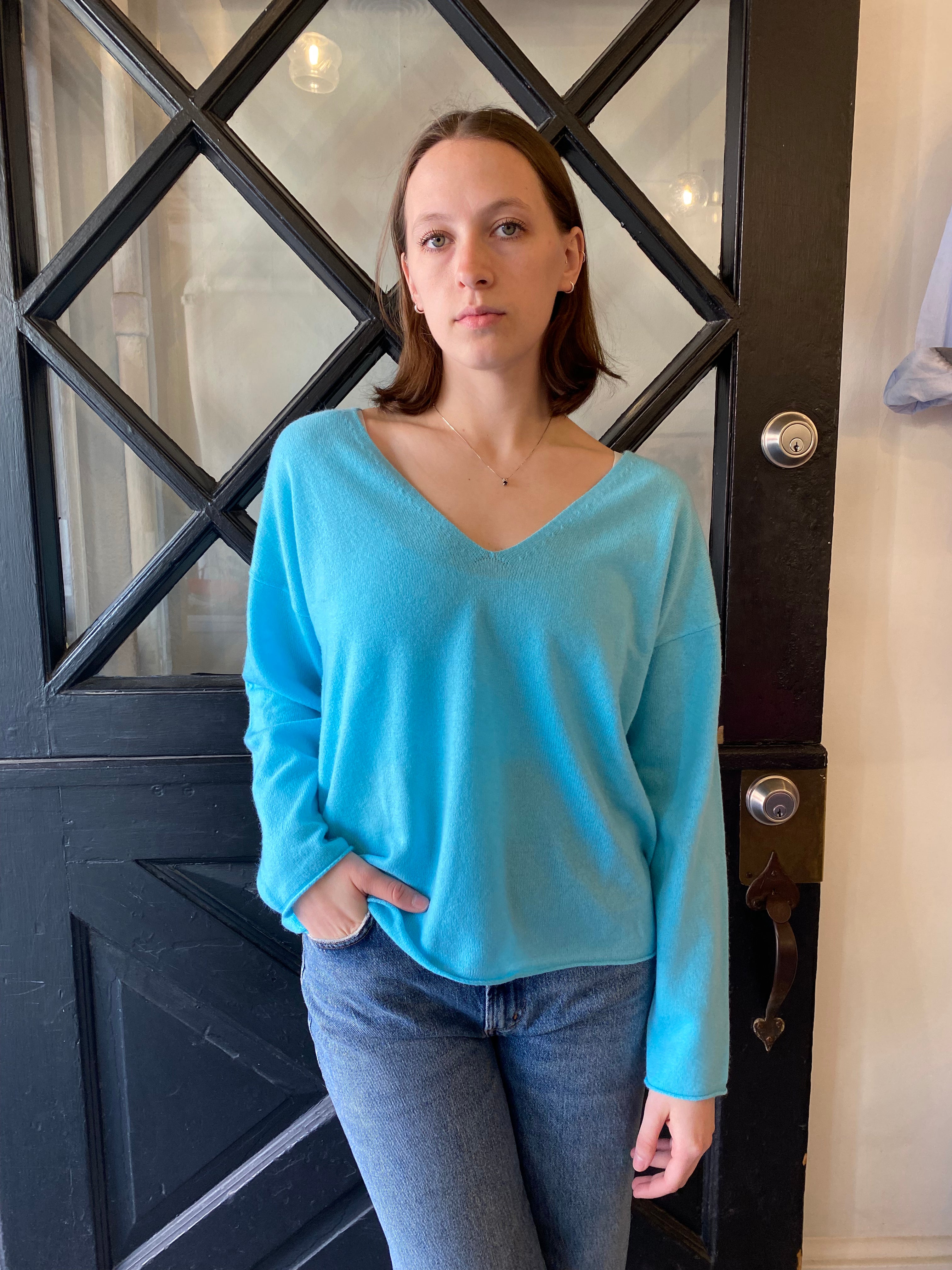 Catherine's Private Label Penny Clean V-Neck Cashmere Sweater