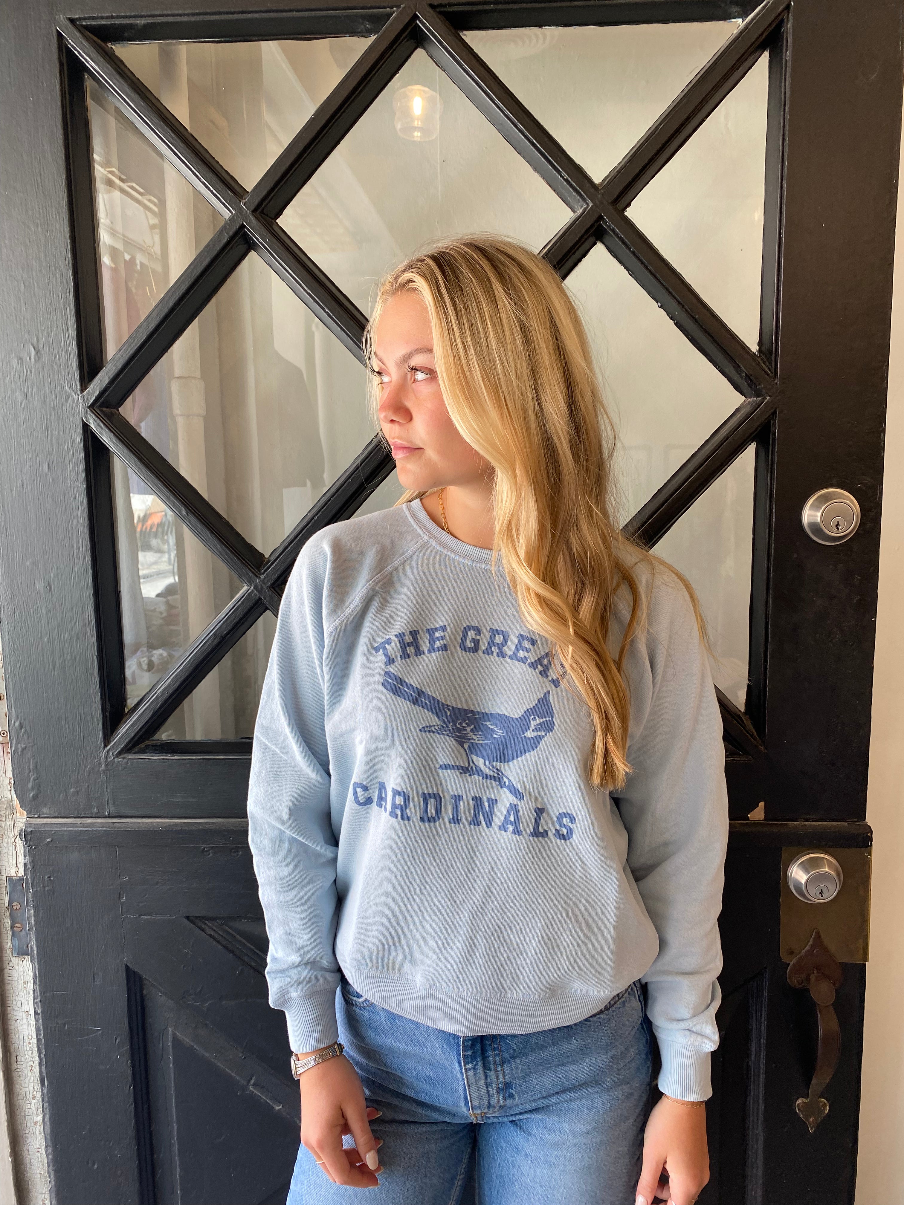 The Great The Shrunken Sweatshirt With Perched Cardinal Graphic