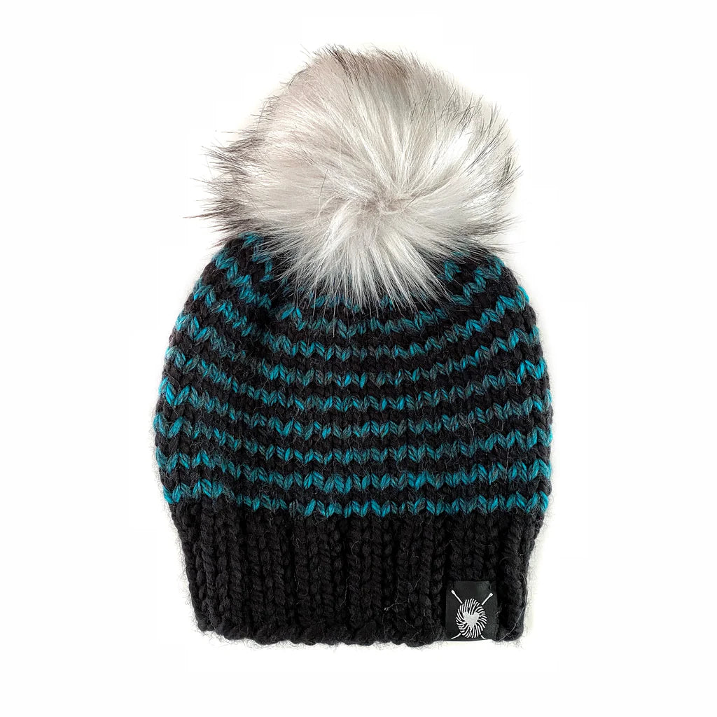 Nickichicki Zero Waste: Skinny Stripe Faux Fur Pom-Pom