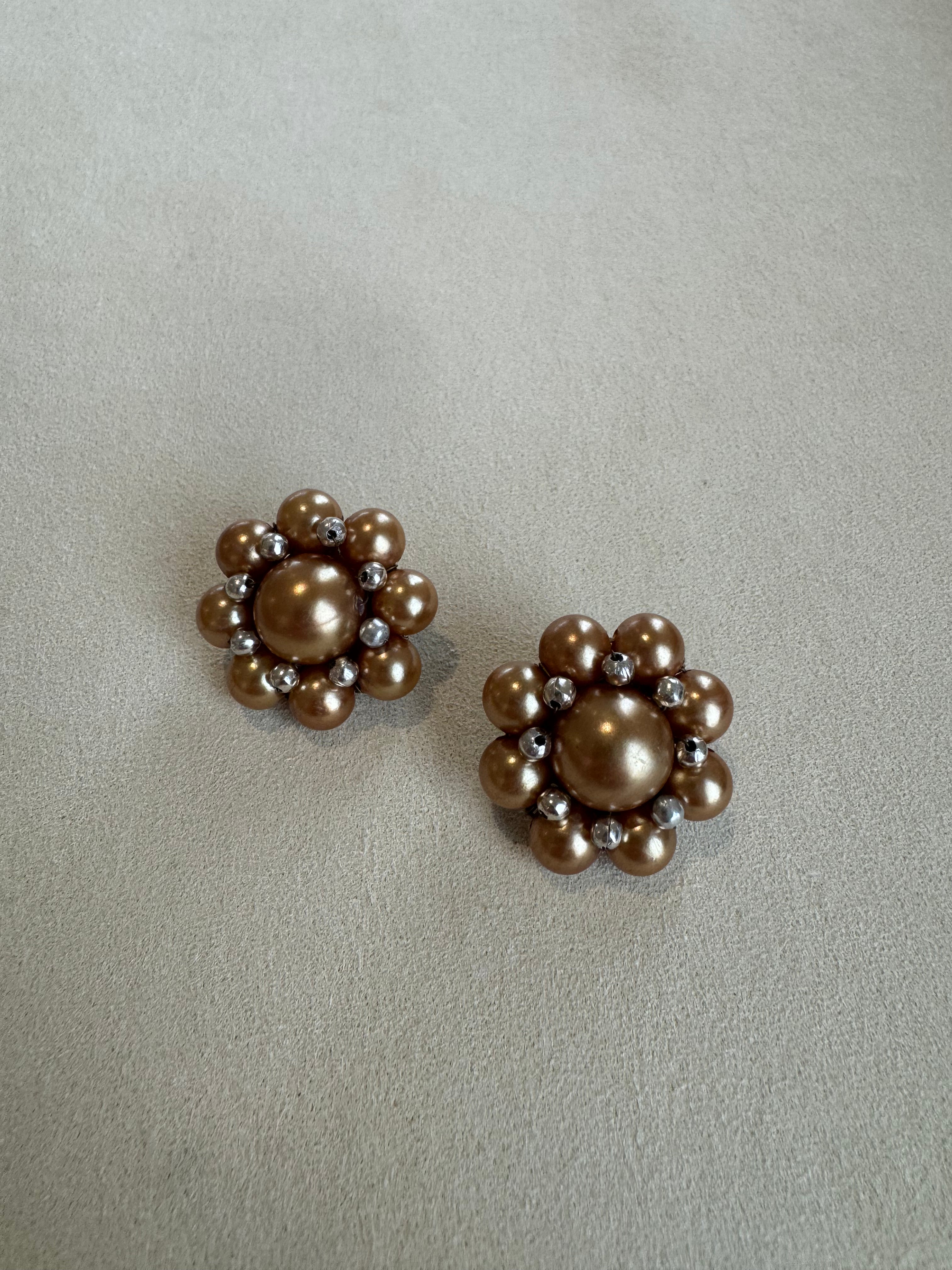 Paris Flea Market #9 Pearl clip on Earrings