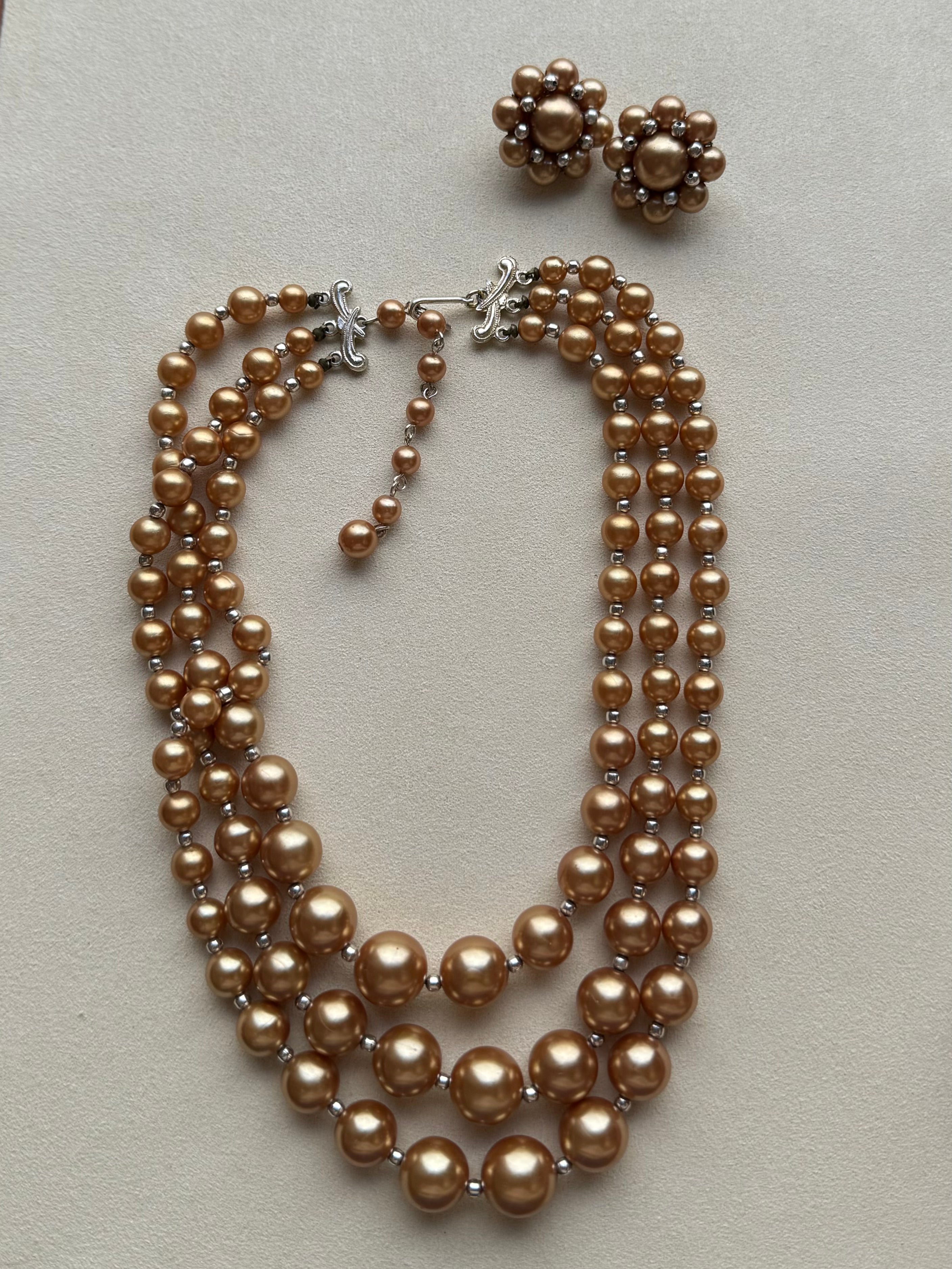 Paris Flea Market #34 Bronze Pearl Necklace Set