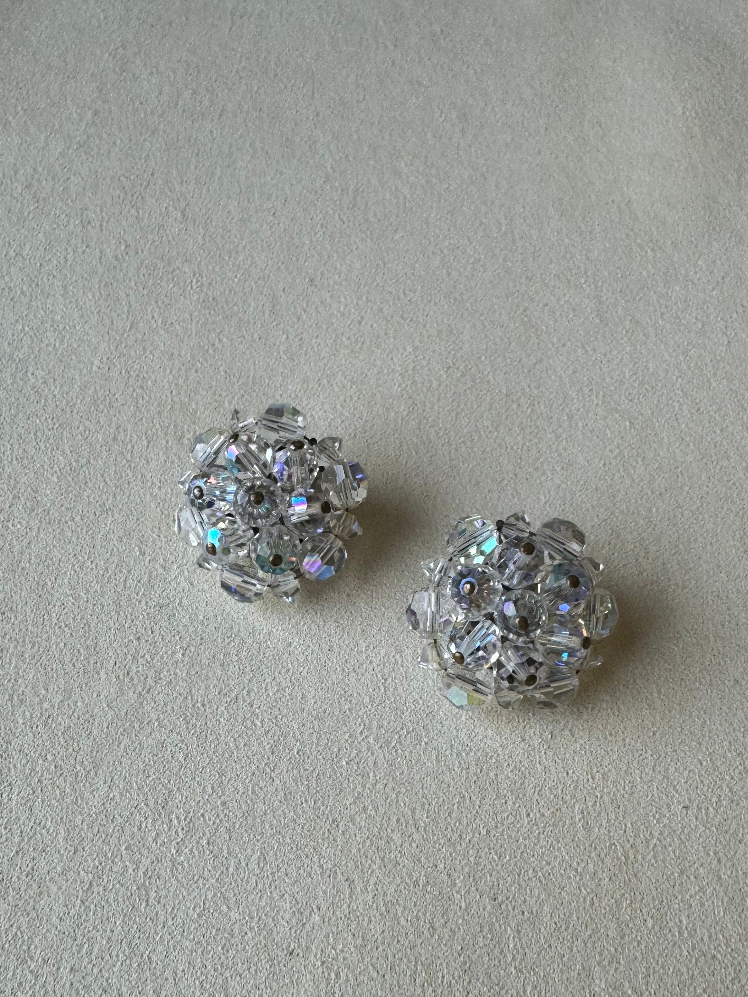 Paris Flea Market #30 Crystal clip on Earrings