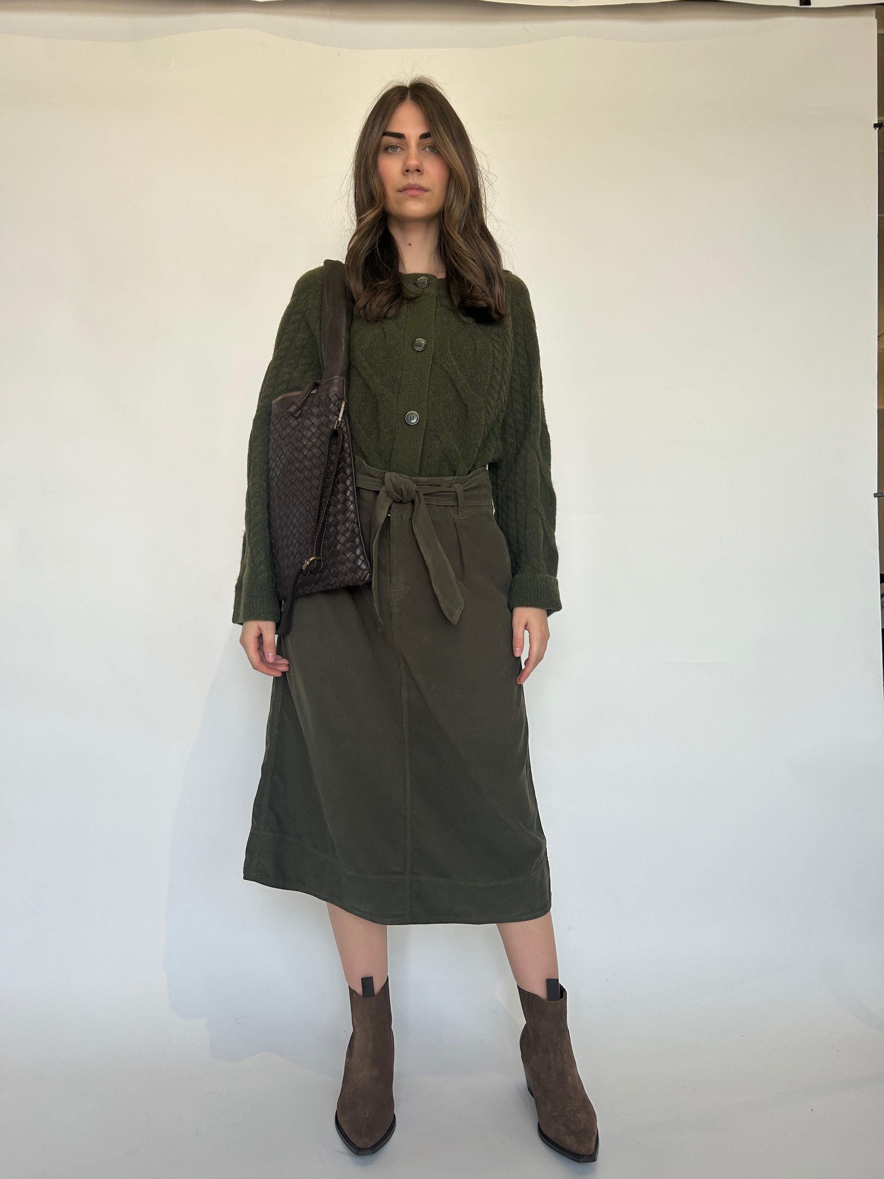 Velvet Kennedy Corduroy Tie Belt Skirt