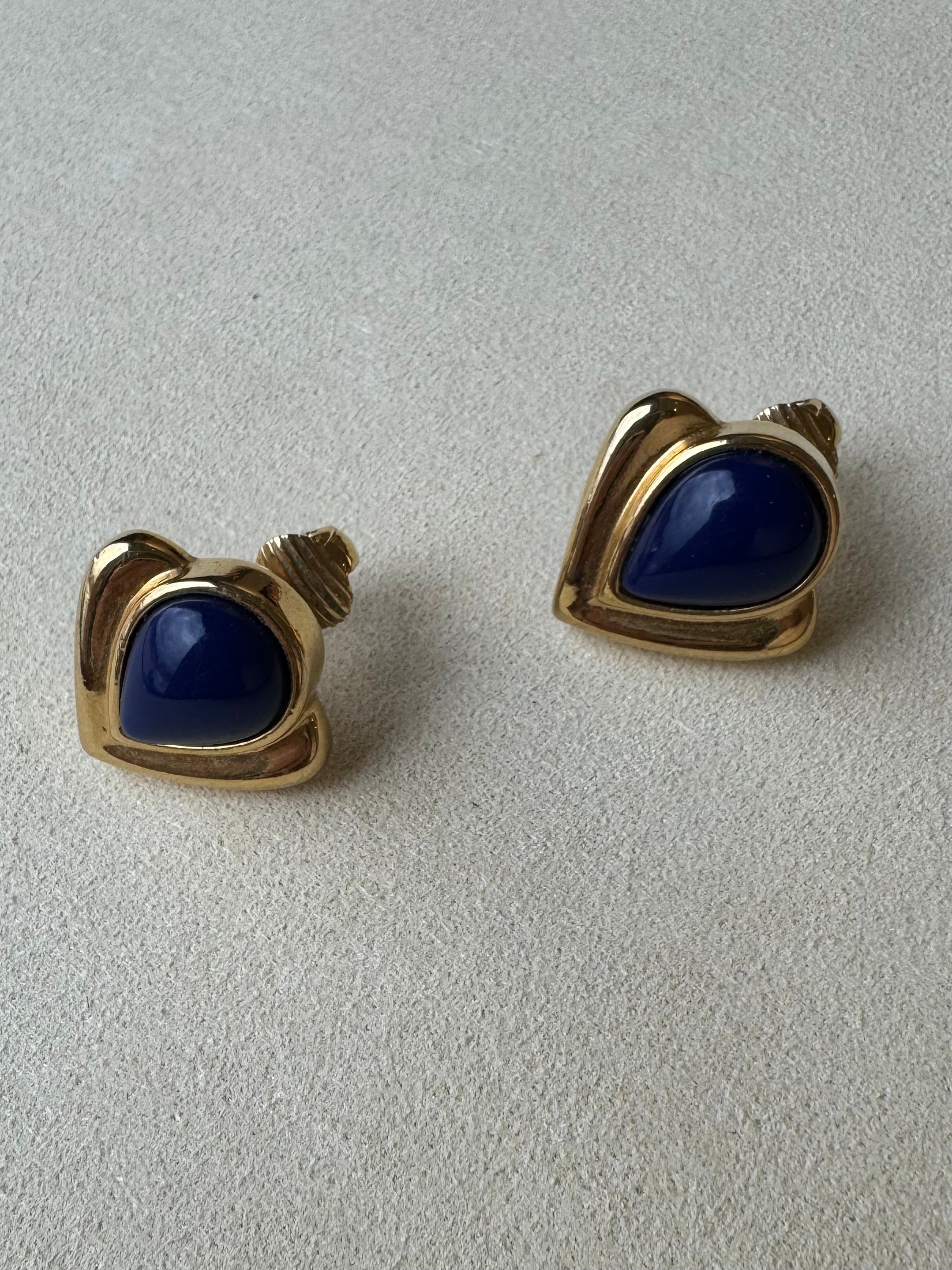 Paris Flea Market #23 Gold and Blue clip on Earrings