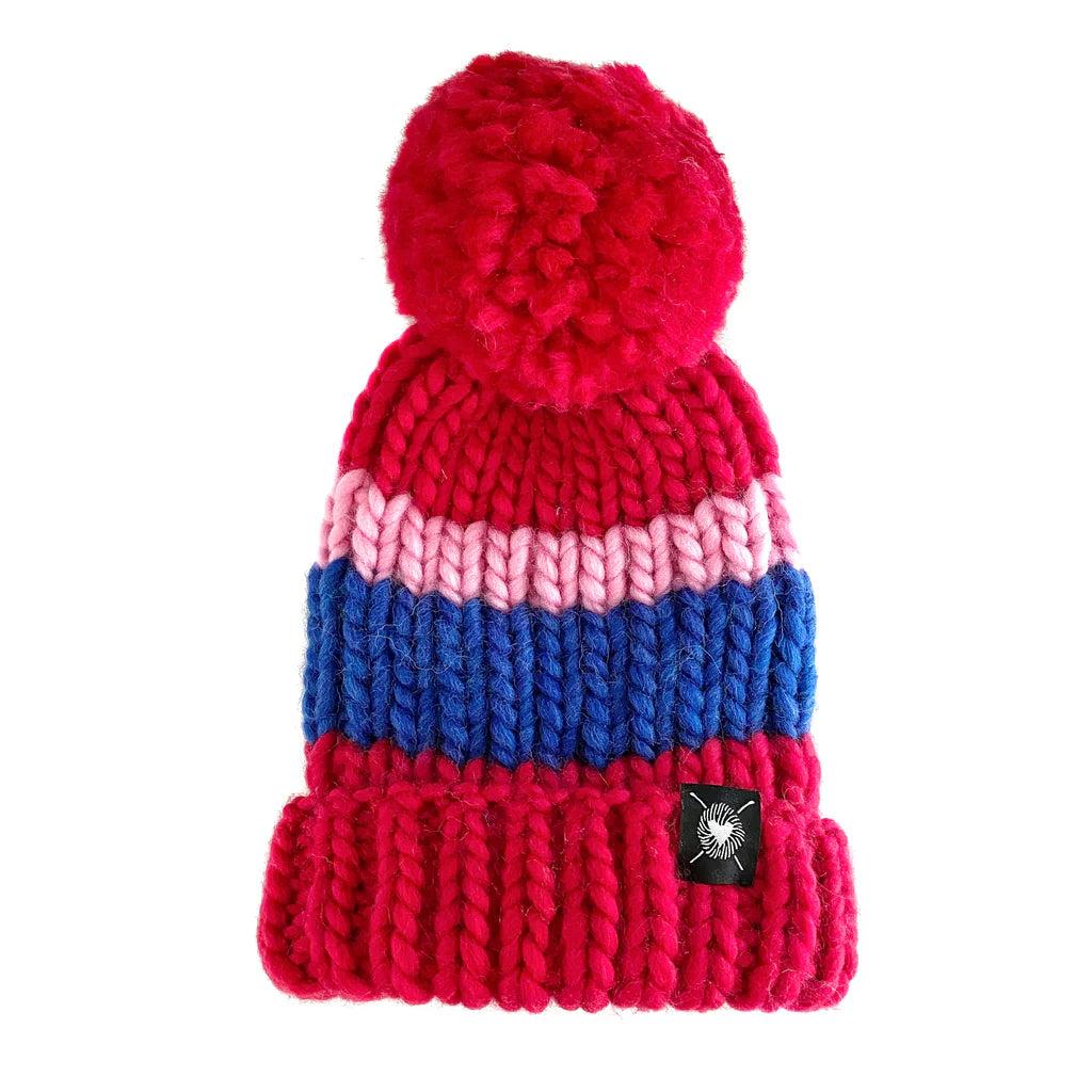 Nickichicki Zero Waste: Merino Folded Brim Faux Fur Pom-Pom Beanie