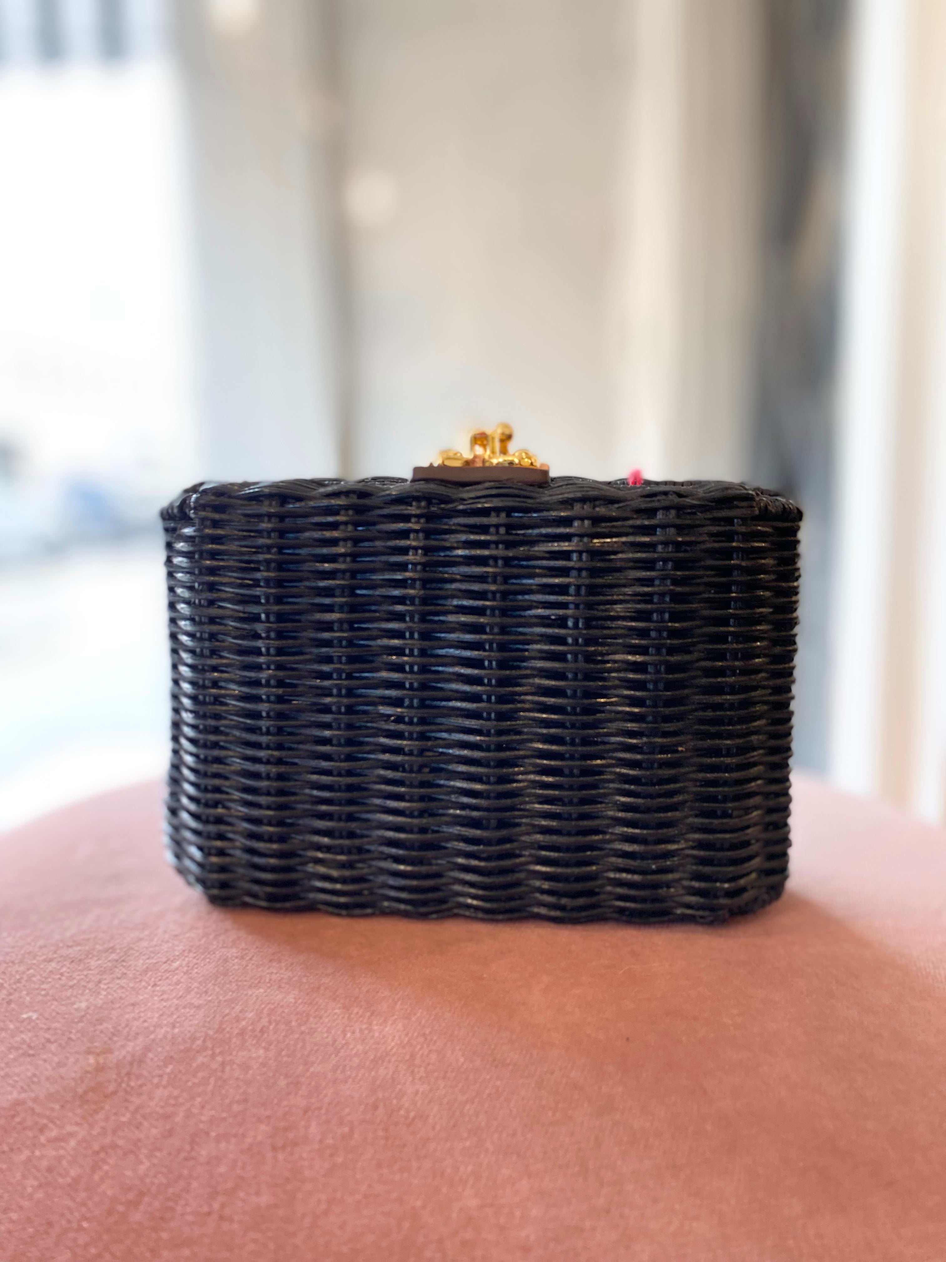 Frances Valentine Paige Wicker Box Clutch