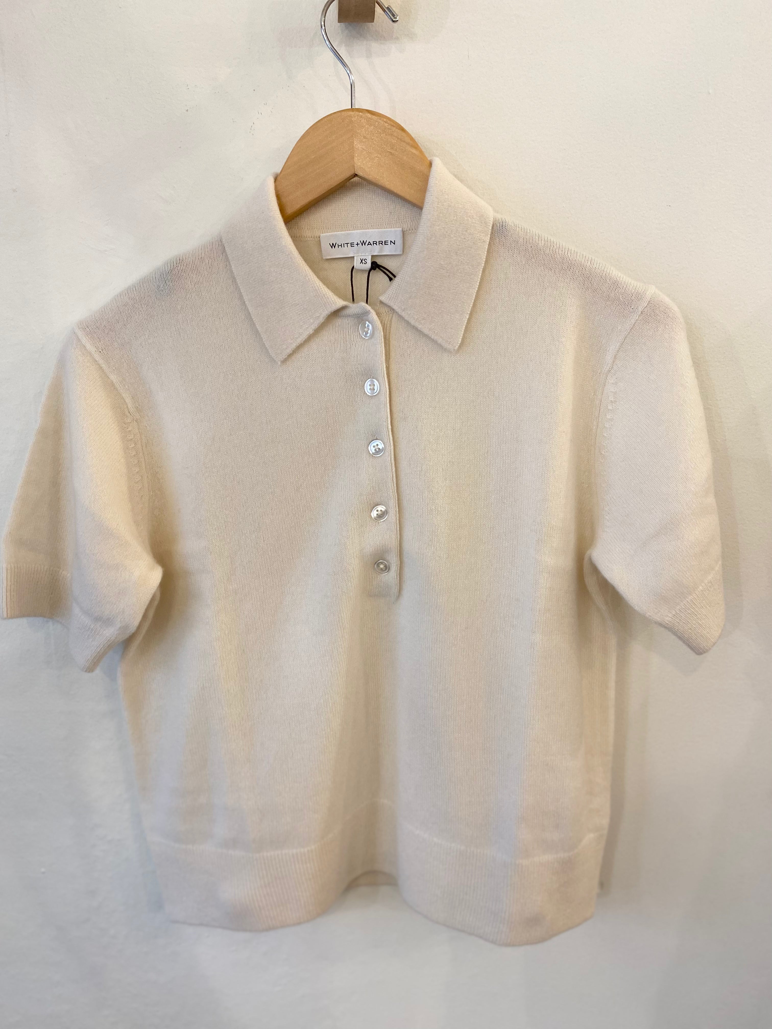 White + Warren Cashmere Button Polo 21148