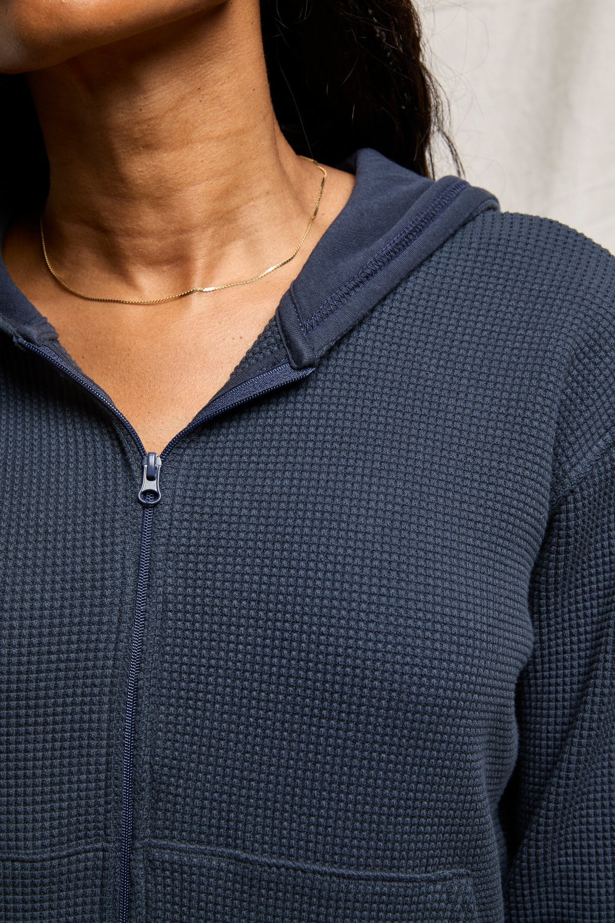 Perfect White Tee Inez Waffe Zip-Up Hoodie