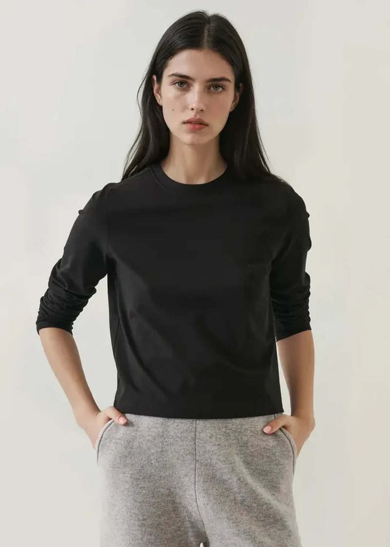Patrick Assaraf Long Sleeve Iconic Pima Stretch Baby Tee W95C07