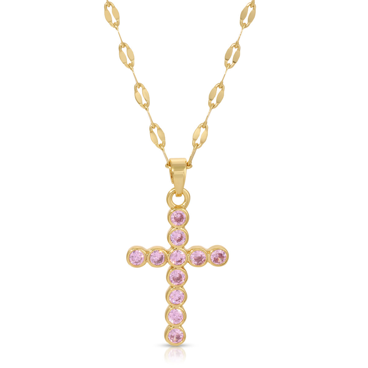 Trunk Show Joy Dravecky Francesca Cross Necklace-Pink