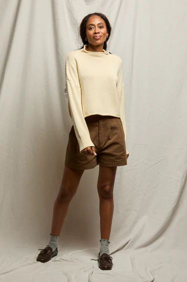 Perfect White Tee Kiki Cropped Mockneck Sweater