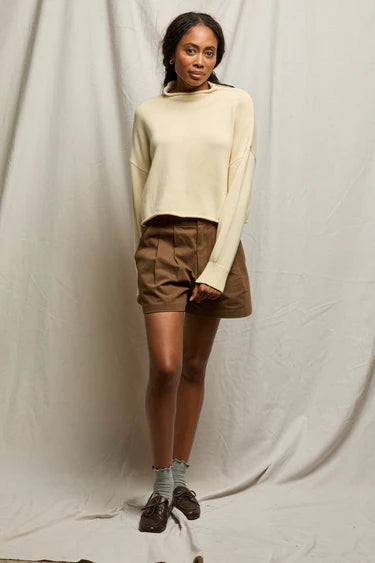 Perfect White Tee Kiki Cropped Mockneck Sweater