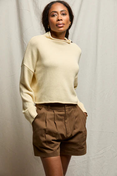 Perfect White Tee Kiki Cropped Mockneck Sweater