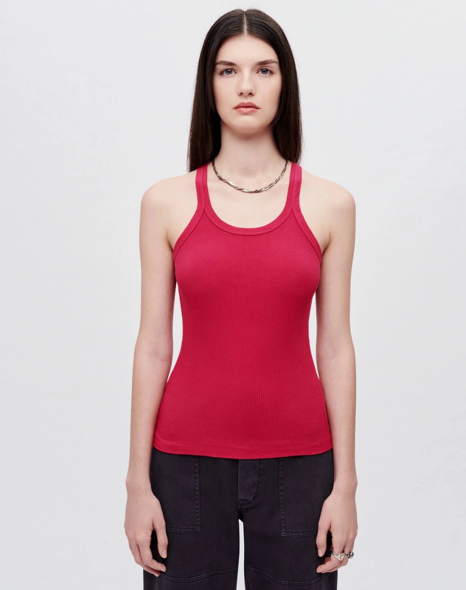 RE/DONE Hanes Ribbed Tank Dragon Fruit