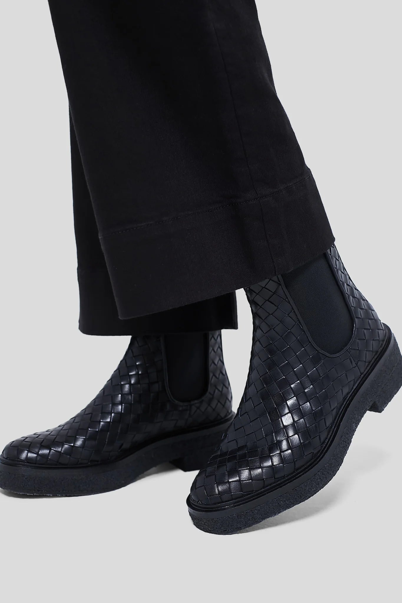 Loeffler Randall Raquel Black Woven Chelsea Boot