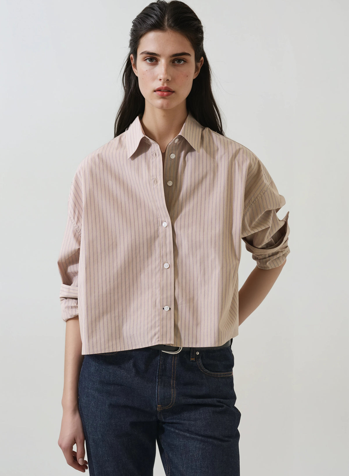 Patrick Assaraf Long Sleeve Cotton Boxy Shirt W4210D14