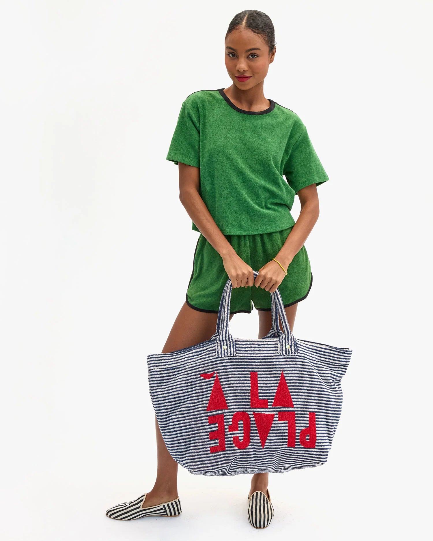 Clare V. La Plage Tote Terry Stripe CVH1001025