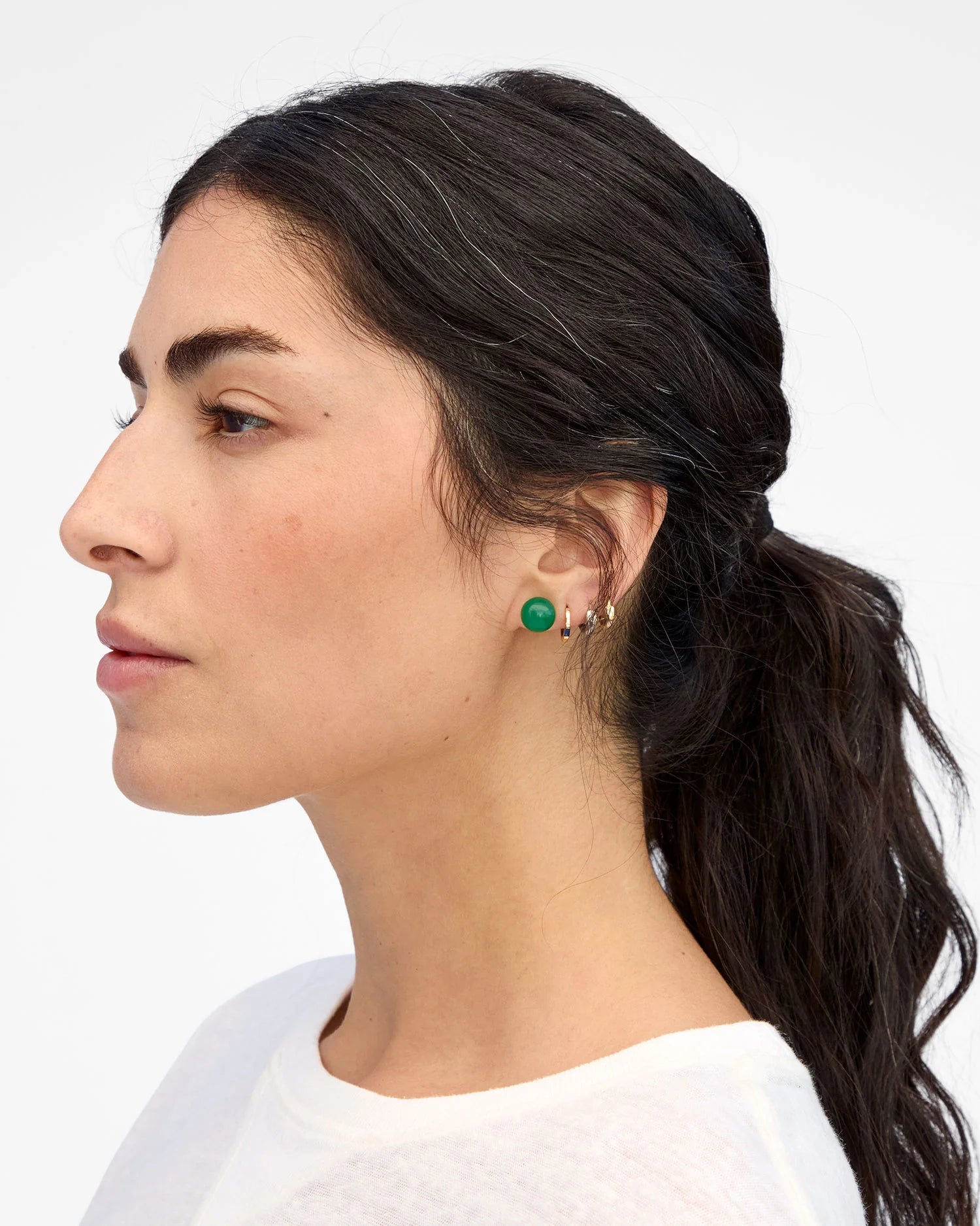 Clare V. Le Bead Stud Earrings CVJ1000657-EMRLD-OS