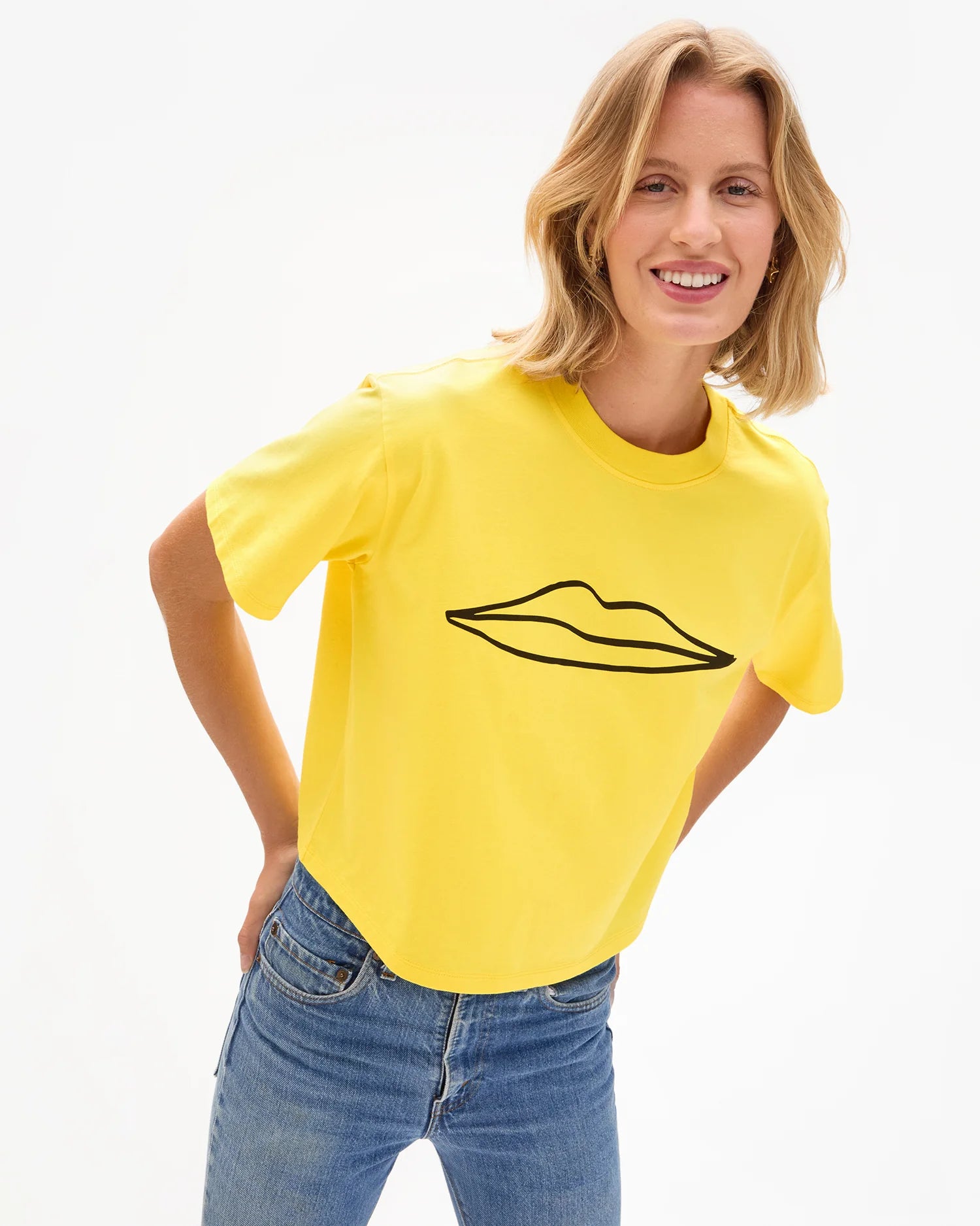 Clare V. Le Carre Tee Surrealism Lips CVA1000115-BRTYL
